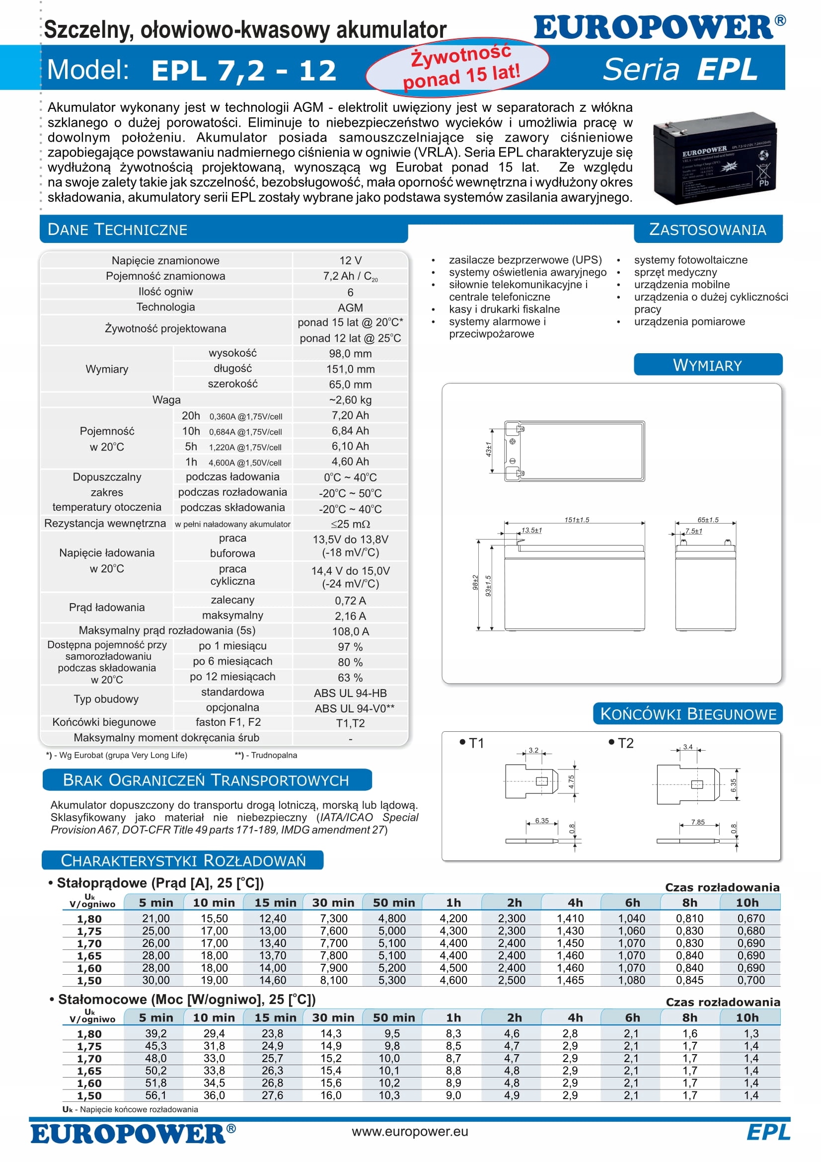 RBC132 RBC 132 #132 ZESTAW AKUMULATORÓW PAKIET BATERII UPS APC 4xEPL 7,2-12 Producent Europower