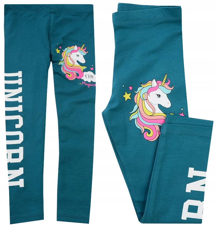 GETRY LEGGINSY BAWEŁNA jednorożec ZIELEŃ 152 H004L