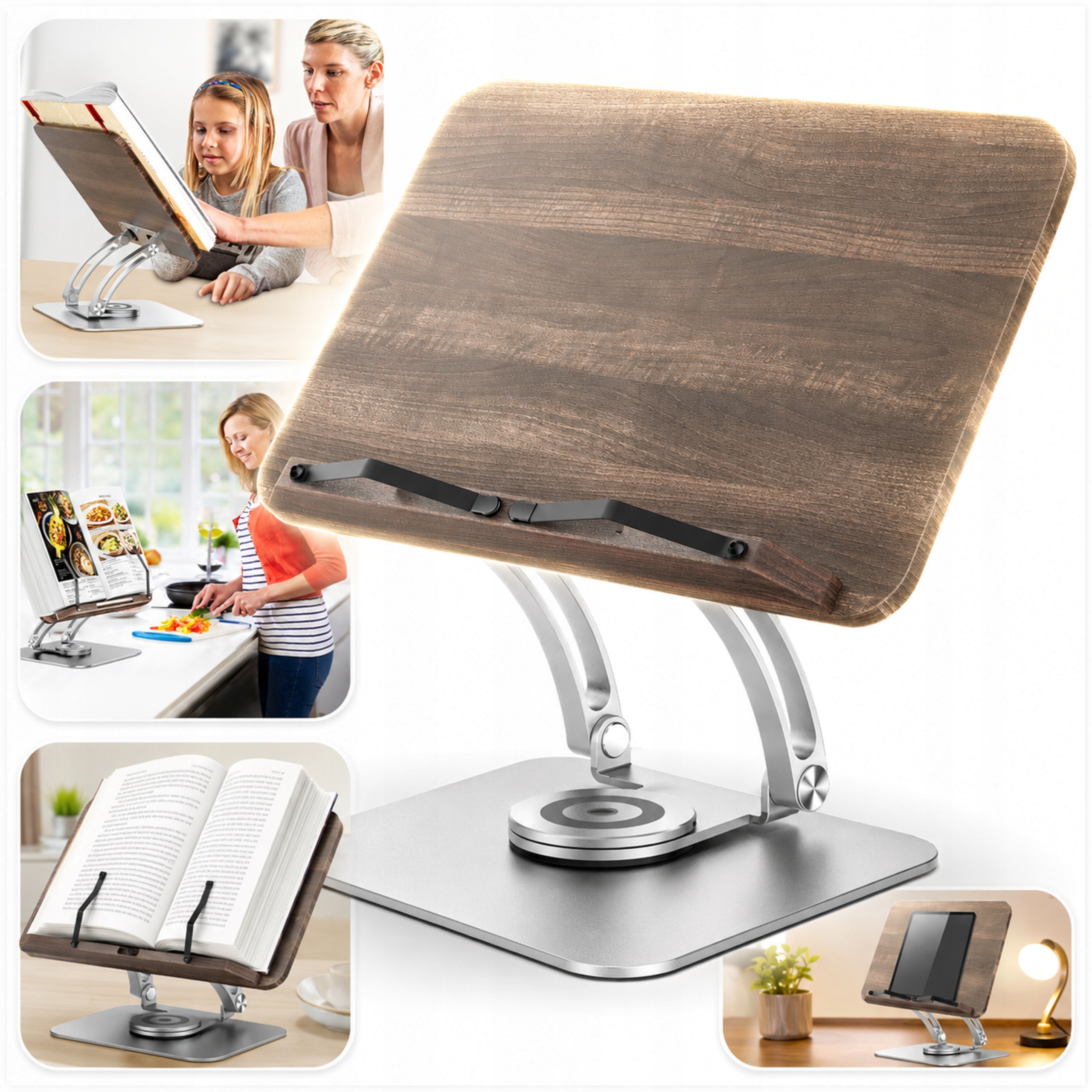 Stojan na knihy pod Tablet Notebook Otočný podstavec 360 Skládací klipy