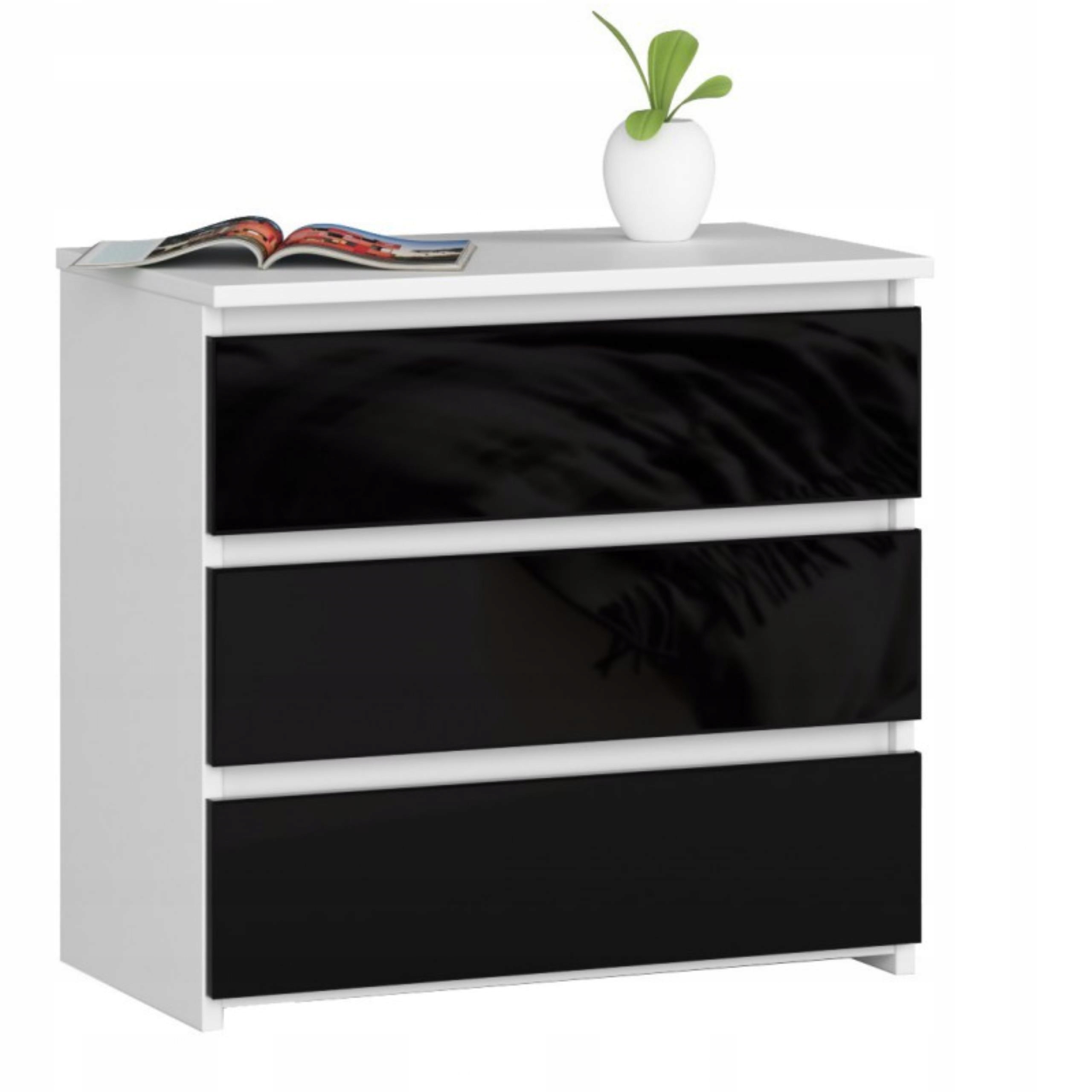 Nočný stolík CL3 biely-čierny lesk nočný stolík 60 cm Akd