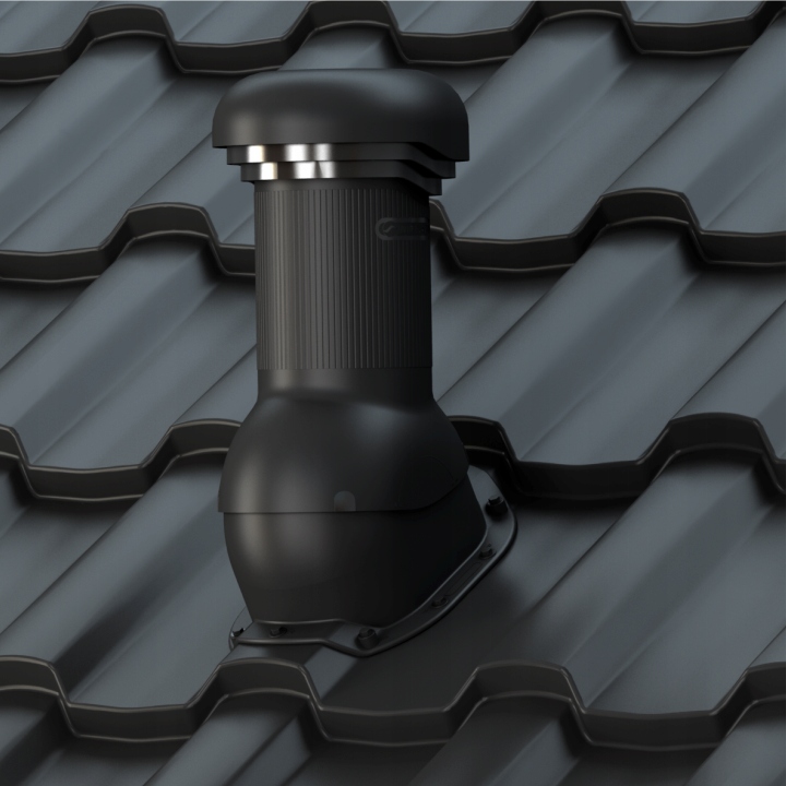Větrací komín Wirplast 150 mm s odtokem do plechové střešní krytiny a trapézu