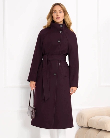 Zartex dámský kabát podzim zima alpaka Monroe Burgund AW26 vel. 36
