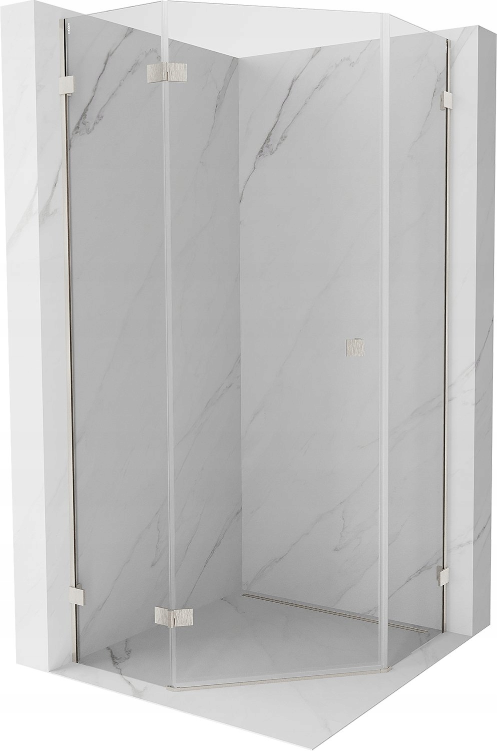 Mexen Lunar Kabina Prysznicowa Lewa 100X100 CM Transparent Nikiel Szczotka