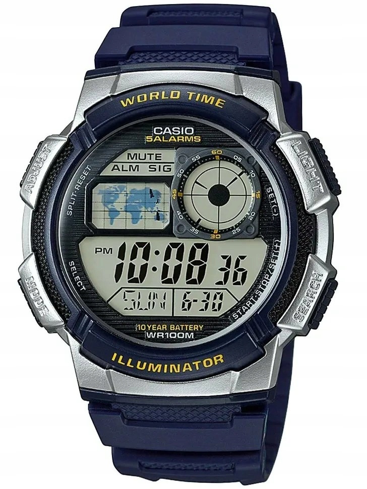 Zegarek Męski Casio AE-1000W 2AV (zd073e) World Time Box