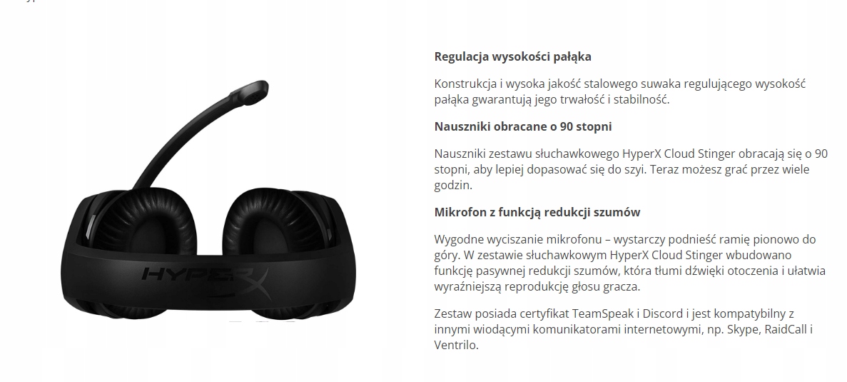 Słuchawki wokółuszne HyperX Cloud Stinger Model Cloud Stinger