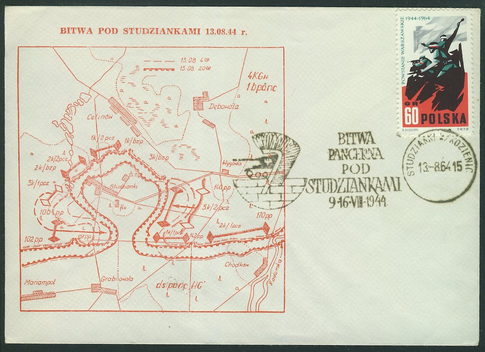 a2980 SUDZIANKI k KOZIENIC 1964 r BITWA PANCERNA POD STUDZIANKAMI - mapa +