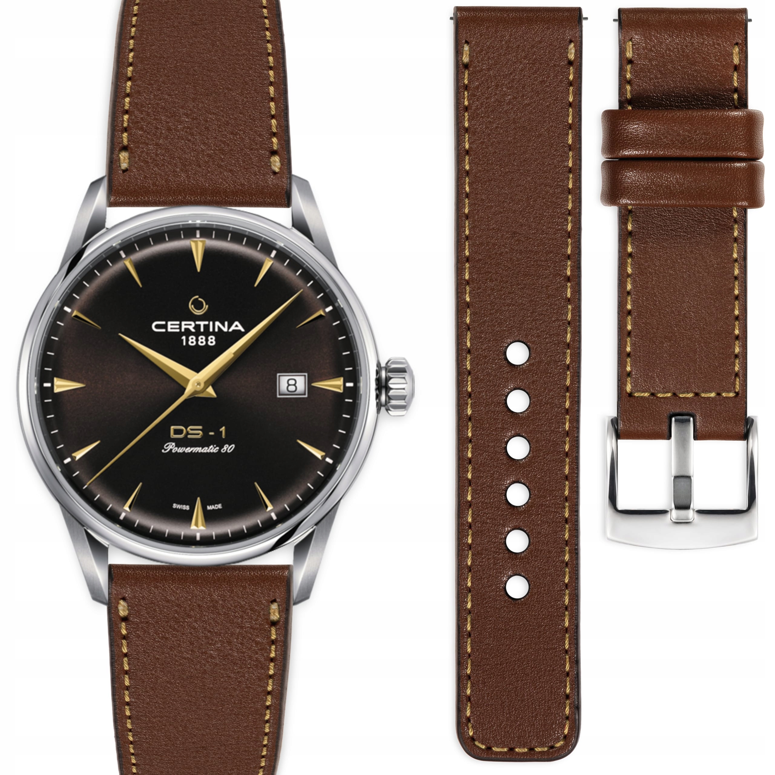 Kožený řemínek na hodinky Certina DS-1 C029.807.11.291.02 Bronzový moVear