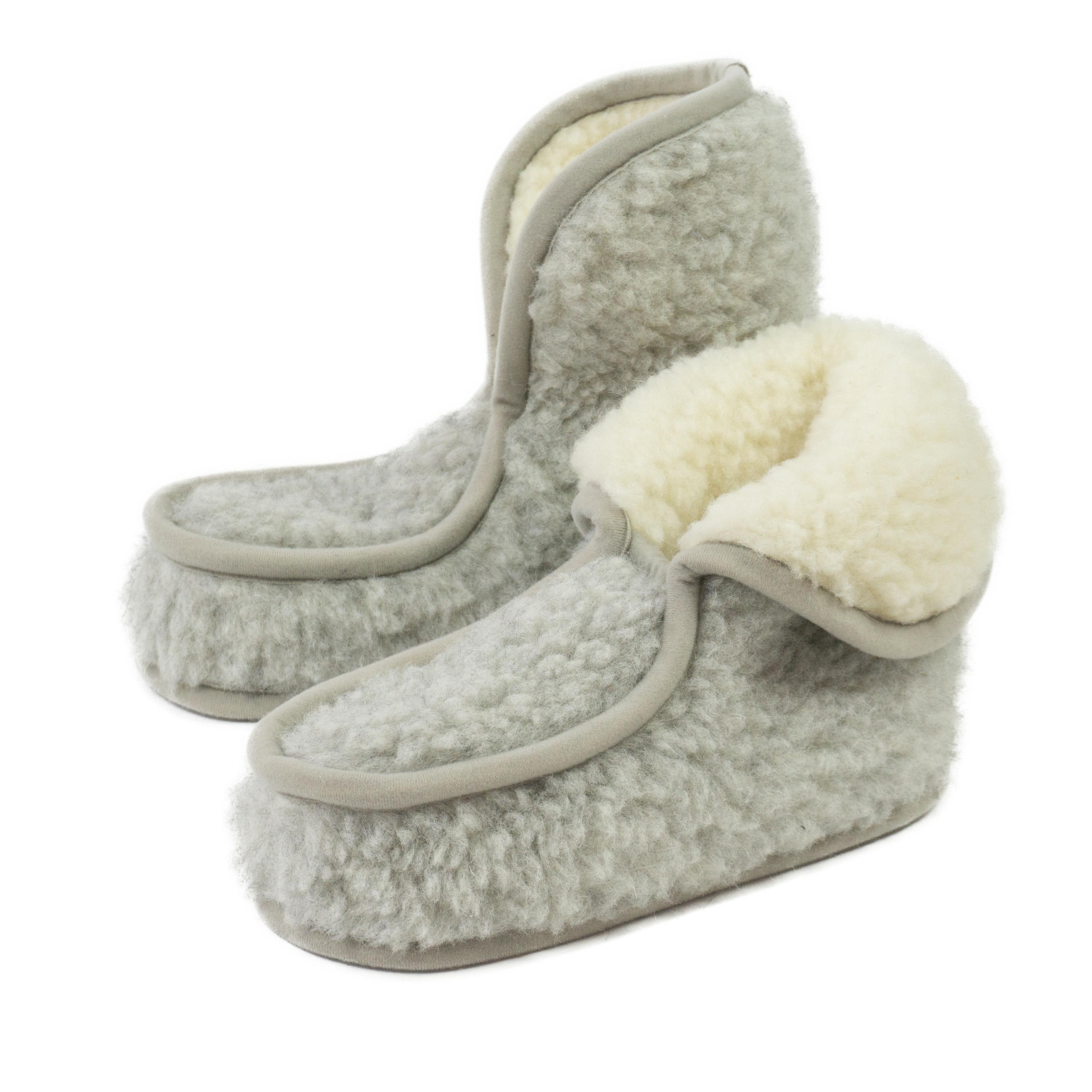 Merino vlněné pantofle Granny šedé světlé vel 43-44