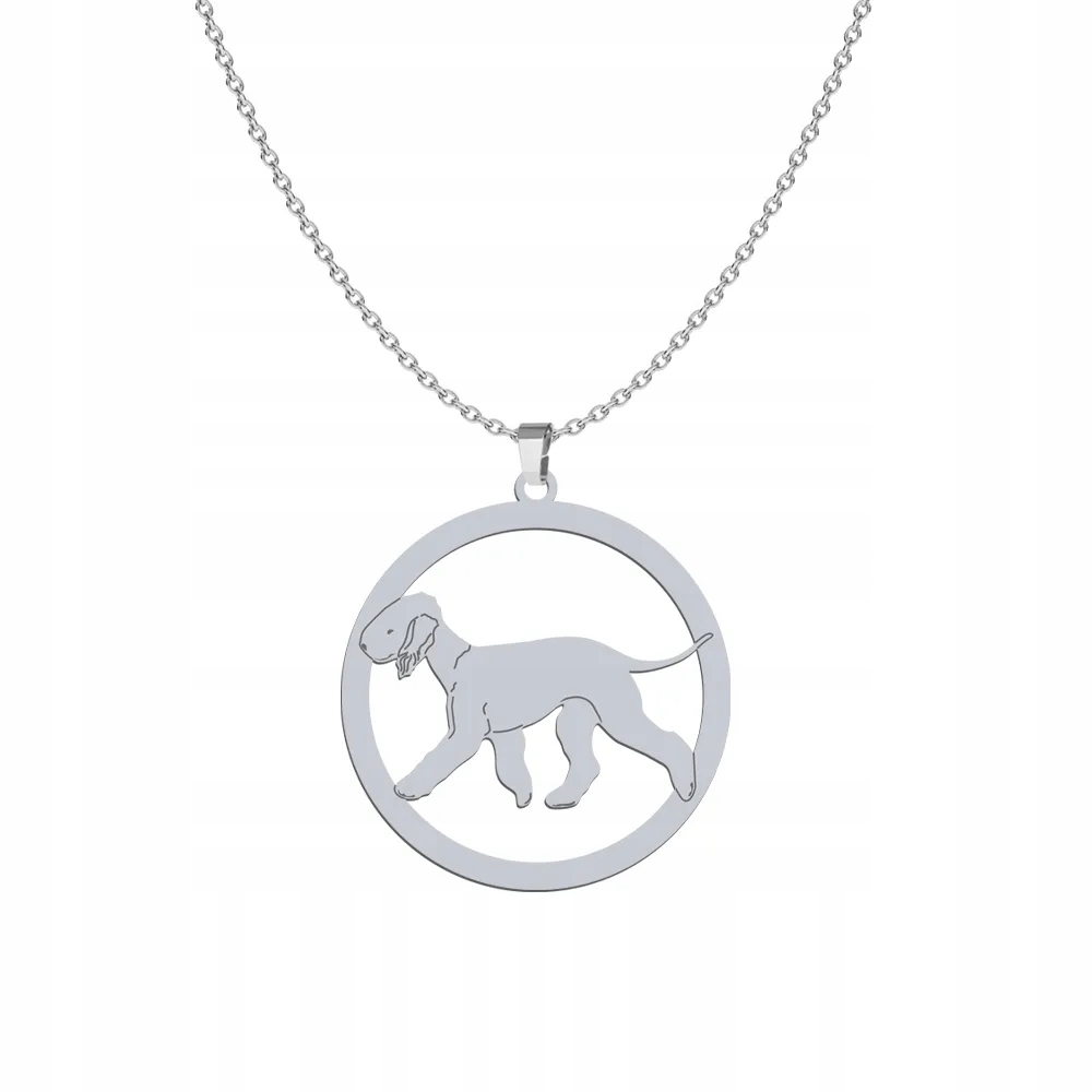 Stříbrný náhrdelník Bedlington Terrier 925 Řetízek Dárek Gravírování