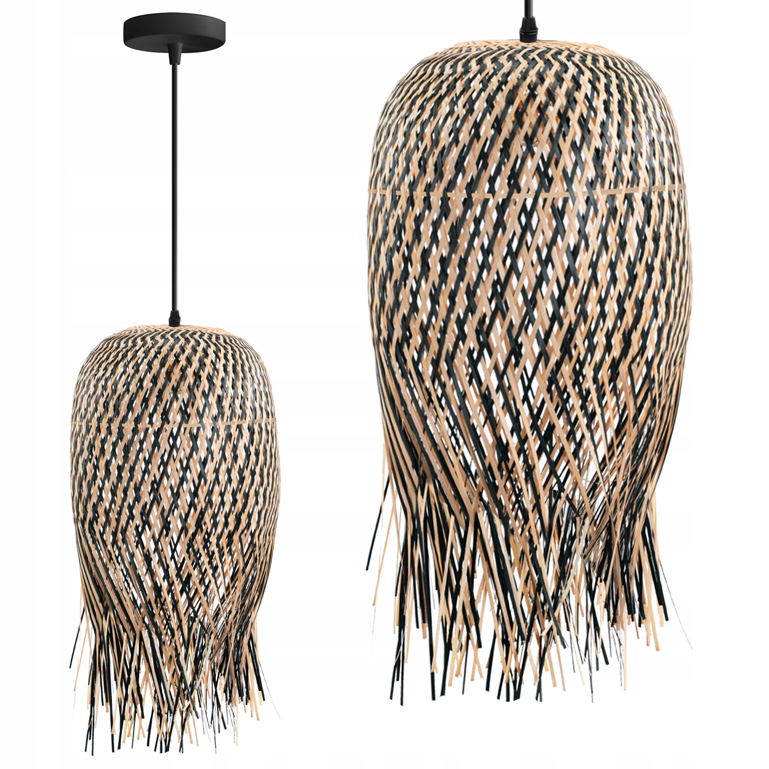 Lampa Wisząca Boho Żyrandol Z Trawy Bambusowej 60 cm