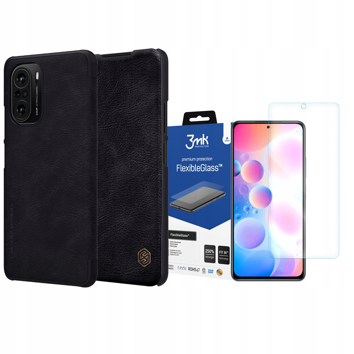 

Nillkin Qin Etui Do Poco F3/MI-11i + Szkło 3MK Fg