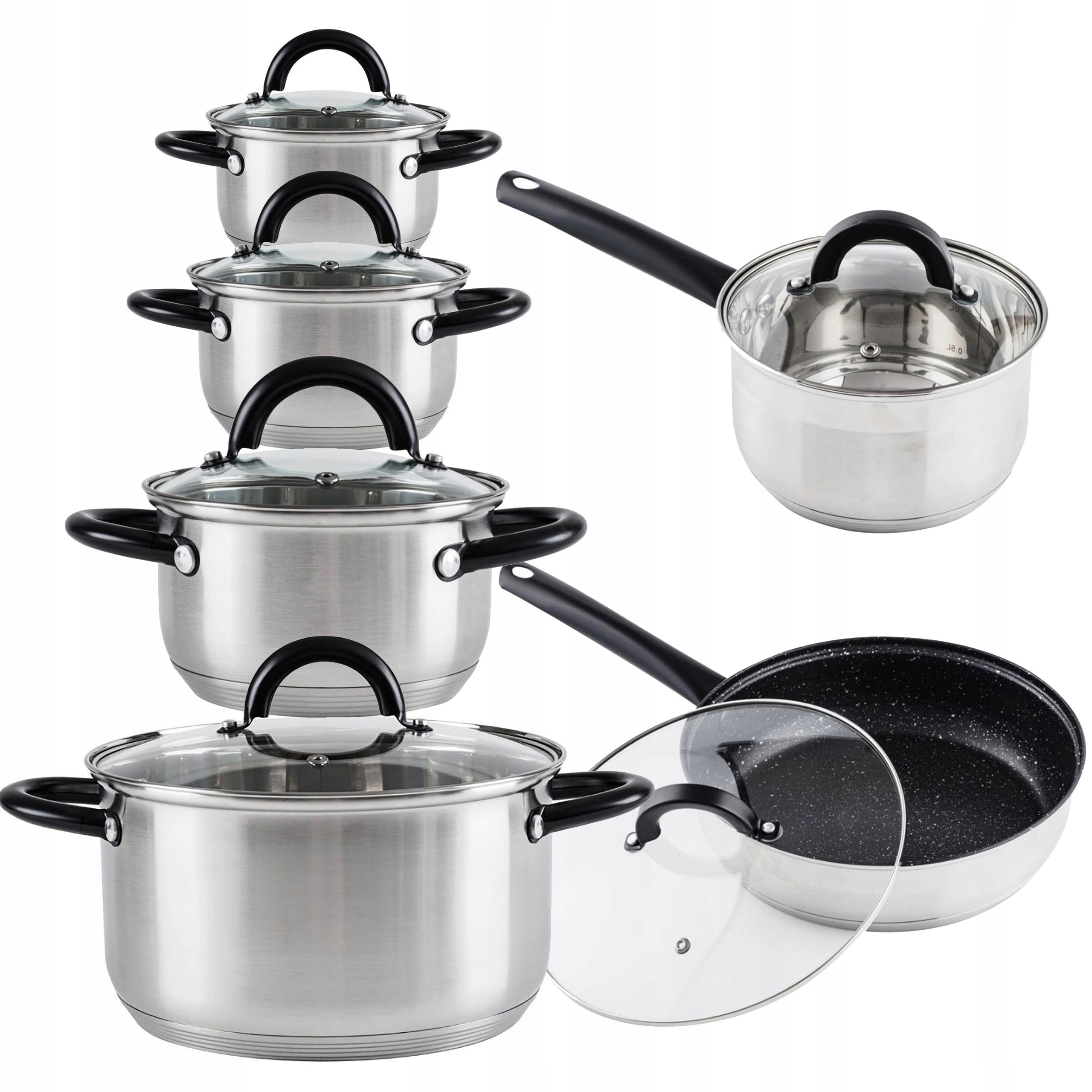 Sada plynových indukcia Súprava hrncov , hrnce z nehrdzavejúcej ocele, sada 6 ks