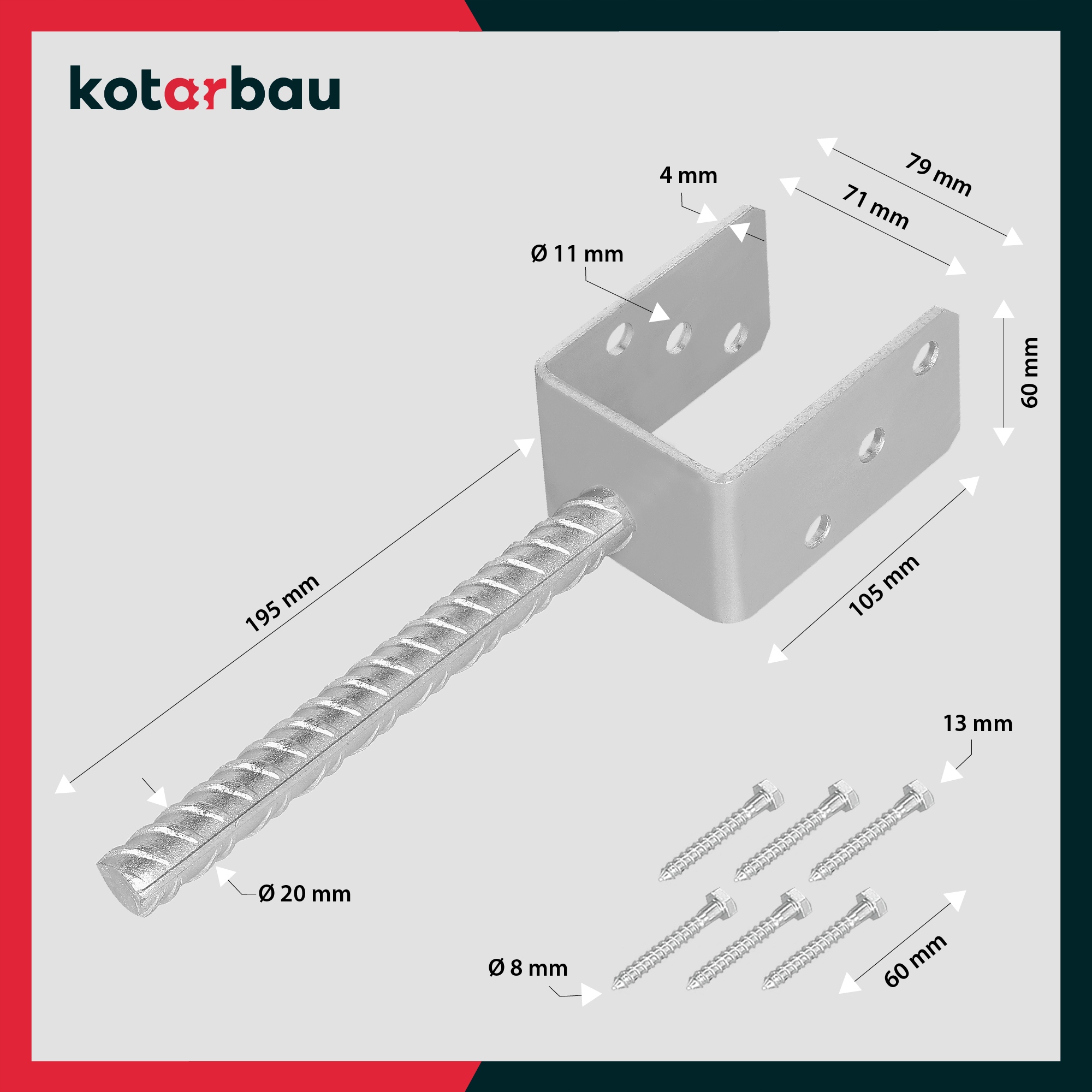 PODSTAWA SŁUPA STAŁA 70 PRĘTEM U KOTWA WMUROWANIA Rodzaj podstawa słupa