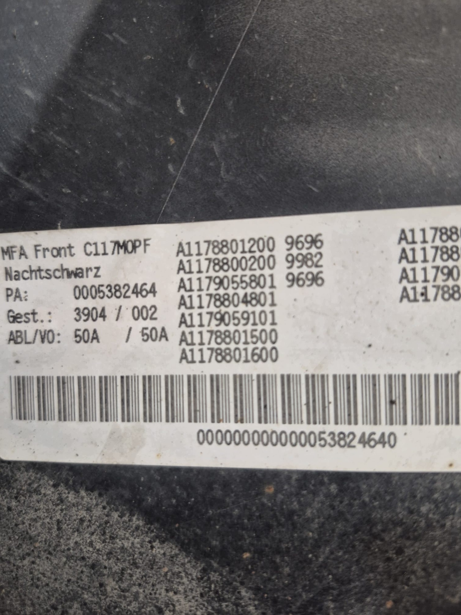MERCEDES CLA 117 W117 LIFT 16- bumper front front 6XPDC A1178801200