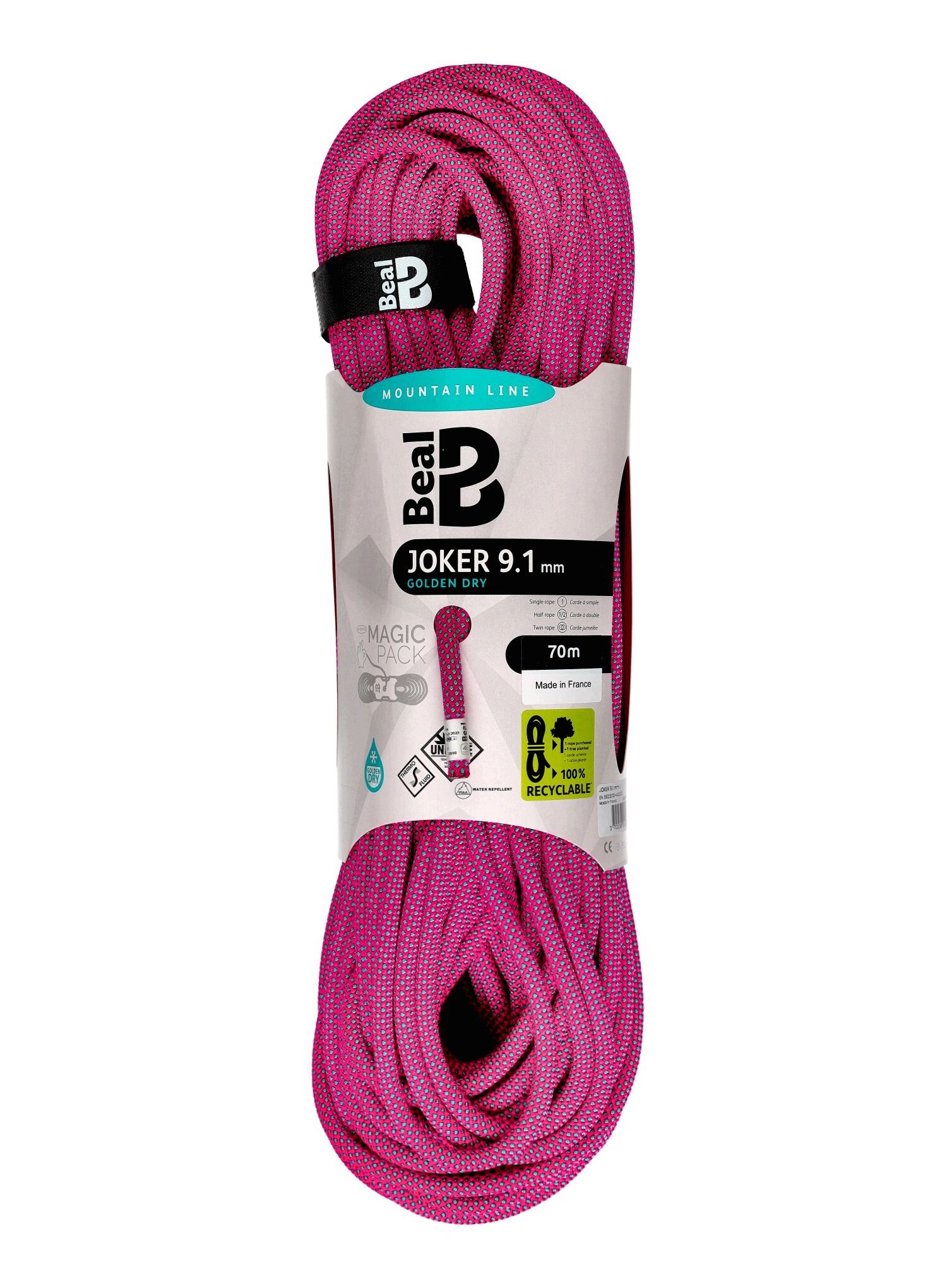 Lezecké lano Beal Joker Unicore 9,1 mm x 70 m Golden Dry oranžová barva