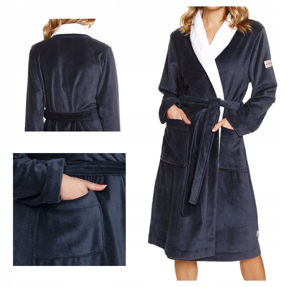Doctornap Dámský teplý měkký zavazovací župan Sww 7182 šedý plus 3XL
