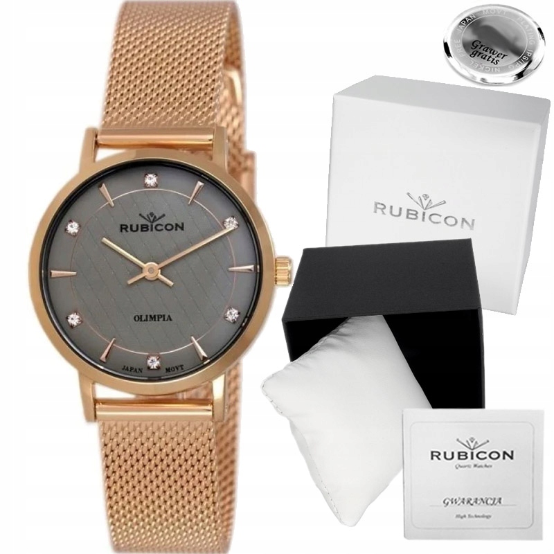 Dámské hodinky Rubicon Rosegold Klasické Safírové Sklo