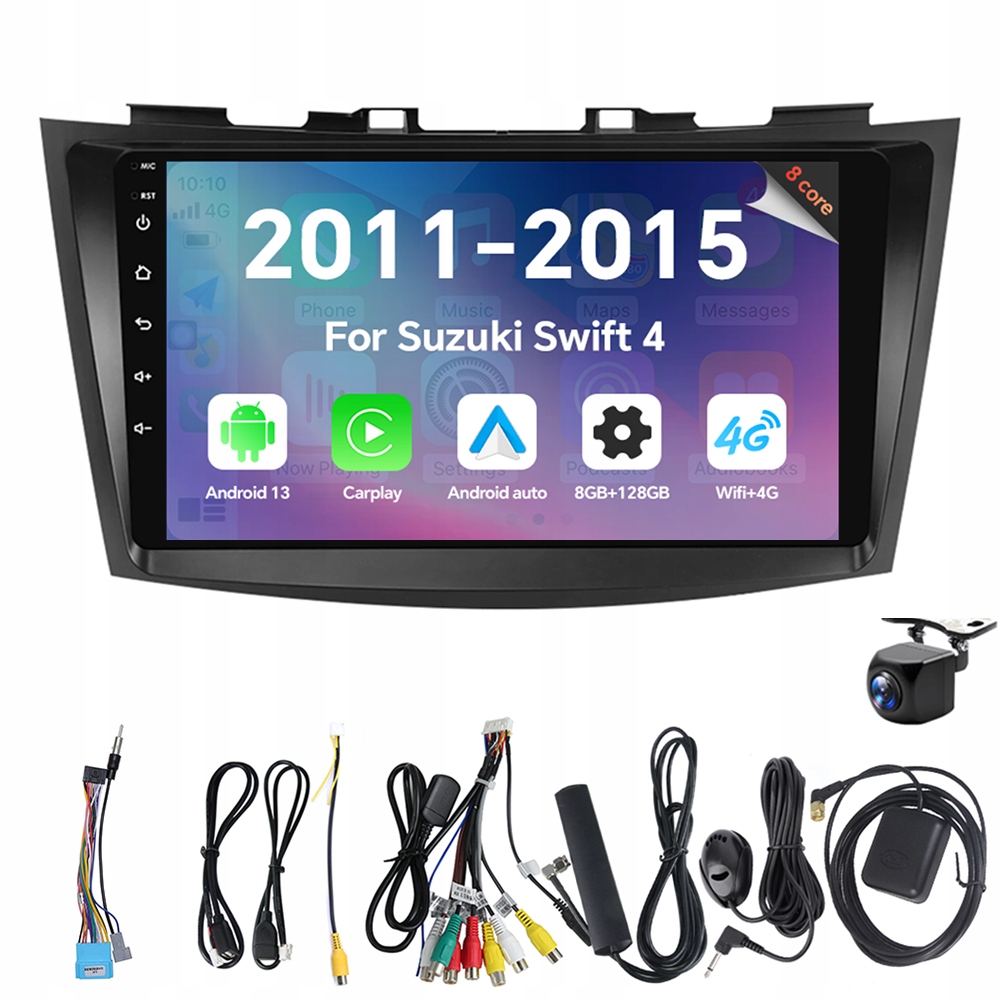 Autorádio Eunavi s Androidem 13 a Carplay pro Suzuki Swift 2011-2015, 8G, 128G Rds