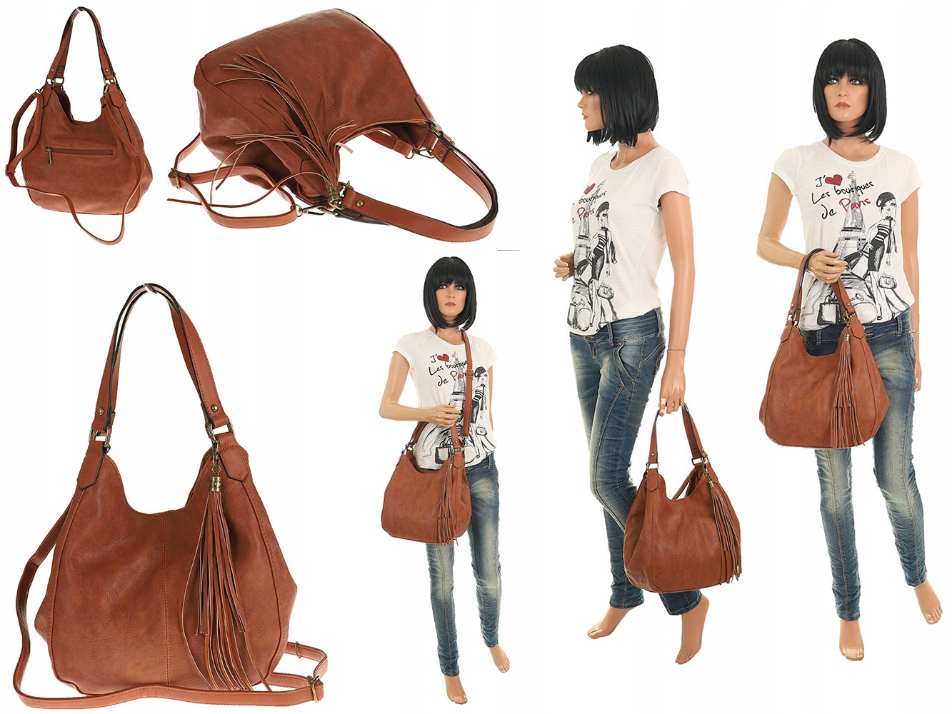 HAOERXI COLLECTION Torebka Damska brązowa listonoszka worek 23021 Brown Marka inna