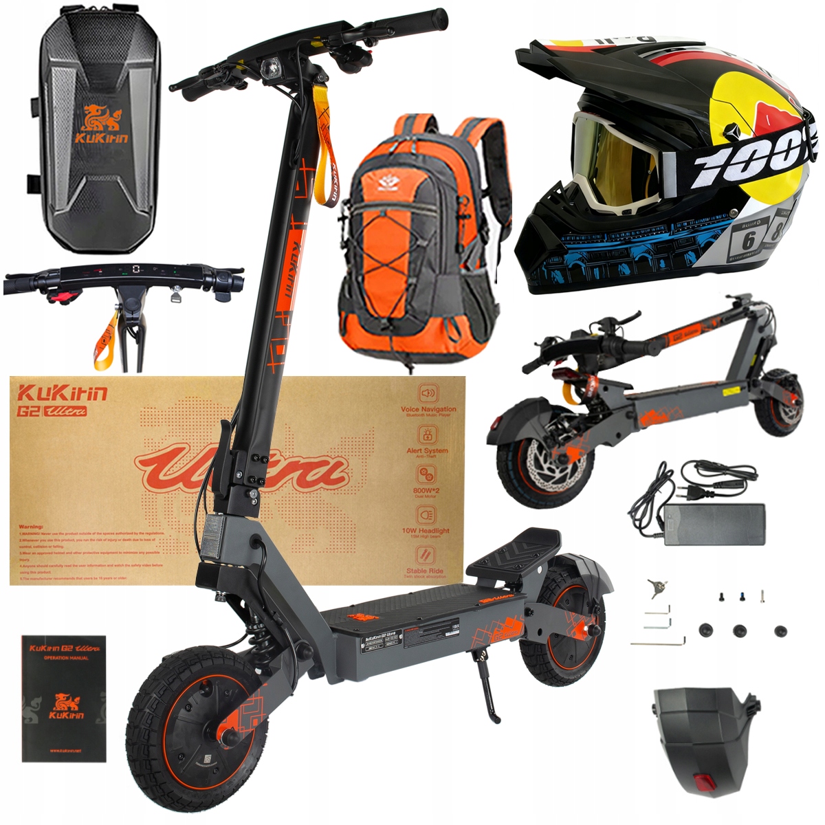 Kukirin G2 Ultra elektrické vozidlo 2000W 55km/h 55KM 48V18Ah 10" dárky