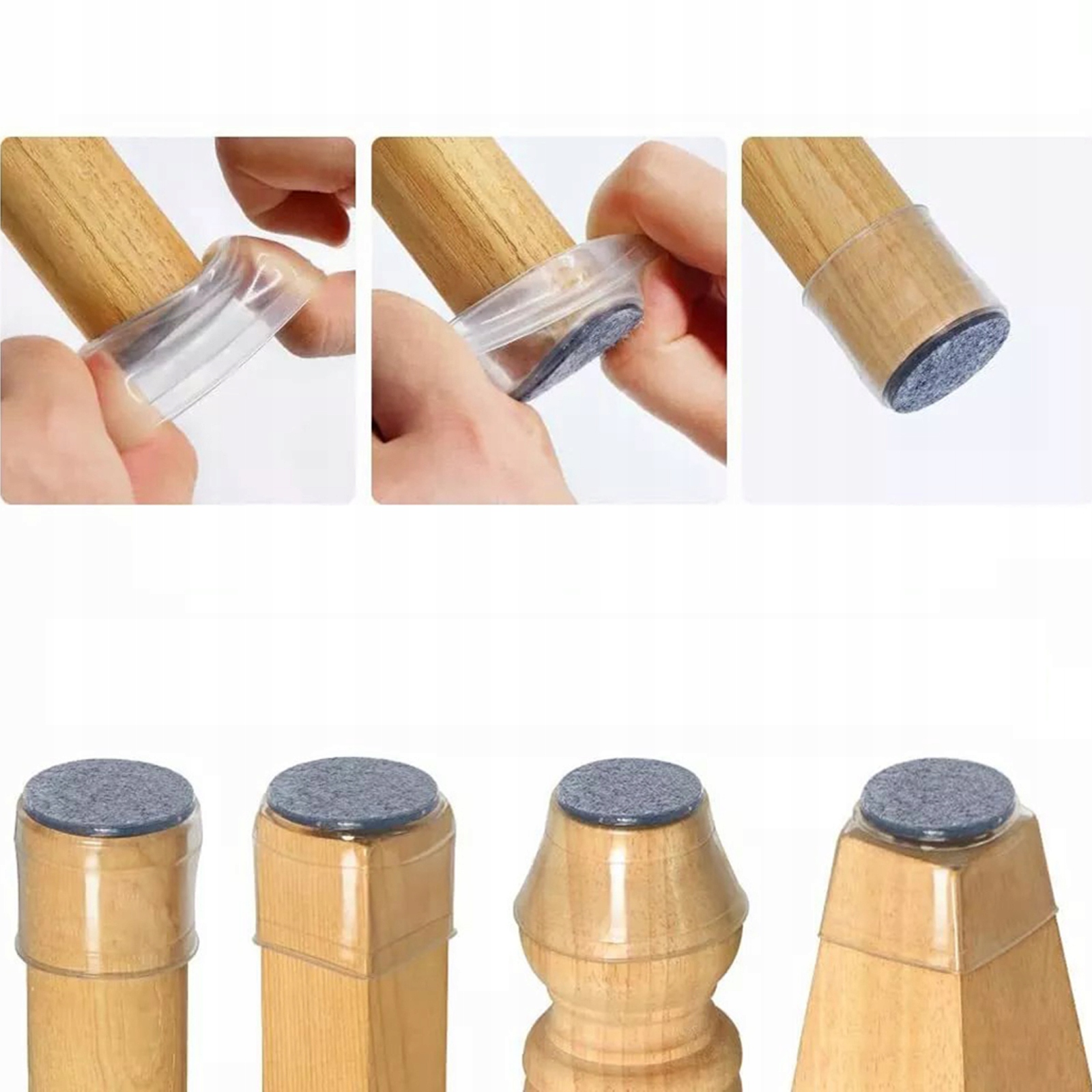 Universalios formos silikoninės kėdžių kojų apsaugos, 3,9 × 3,6 cm, 20 vnt. – produkto nuotrauka 10