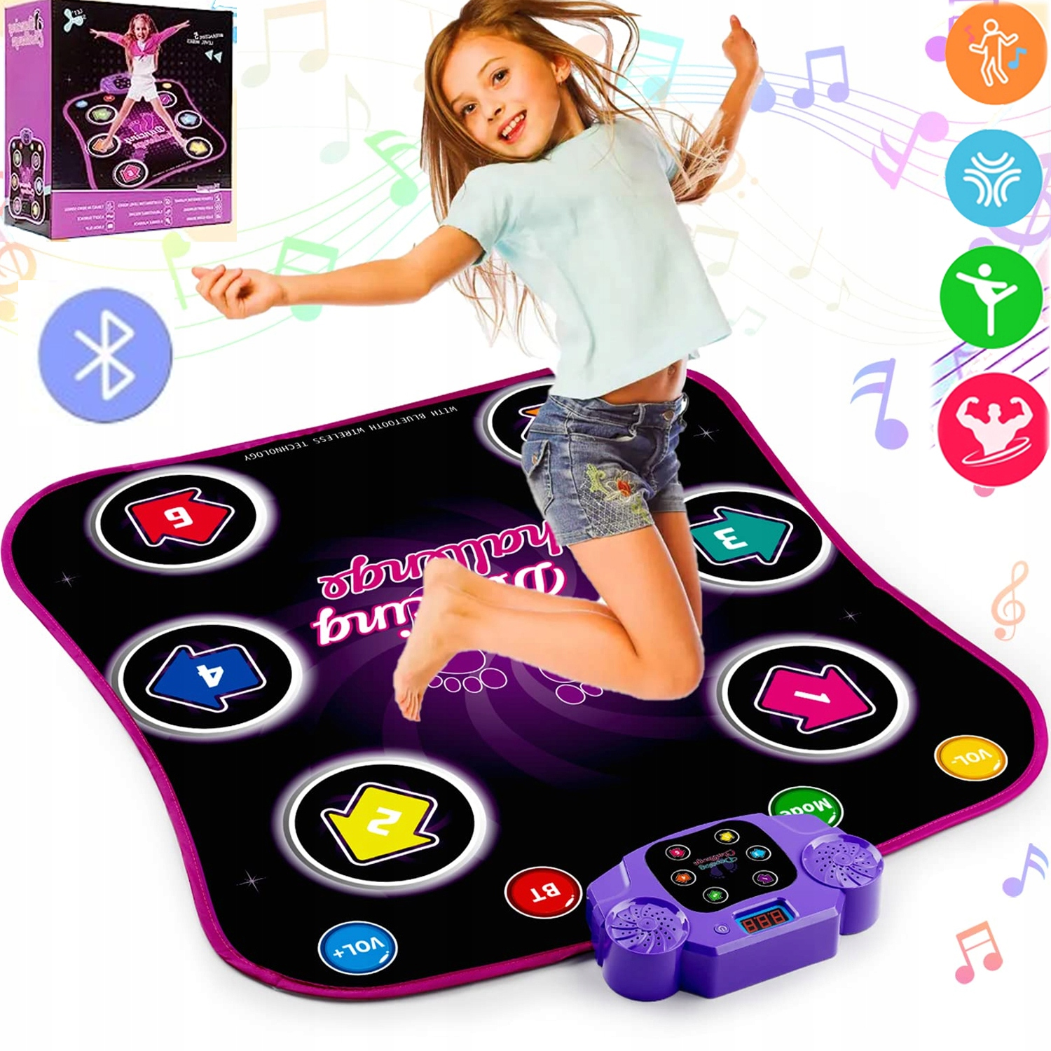 Dětská Taneční Podložka Protiskluzová Podložka Na Tanec Bluetooth Luminous XXL