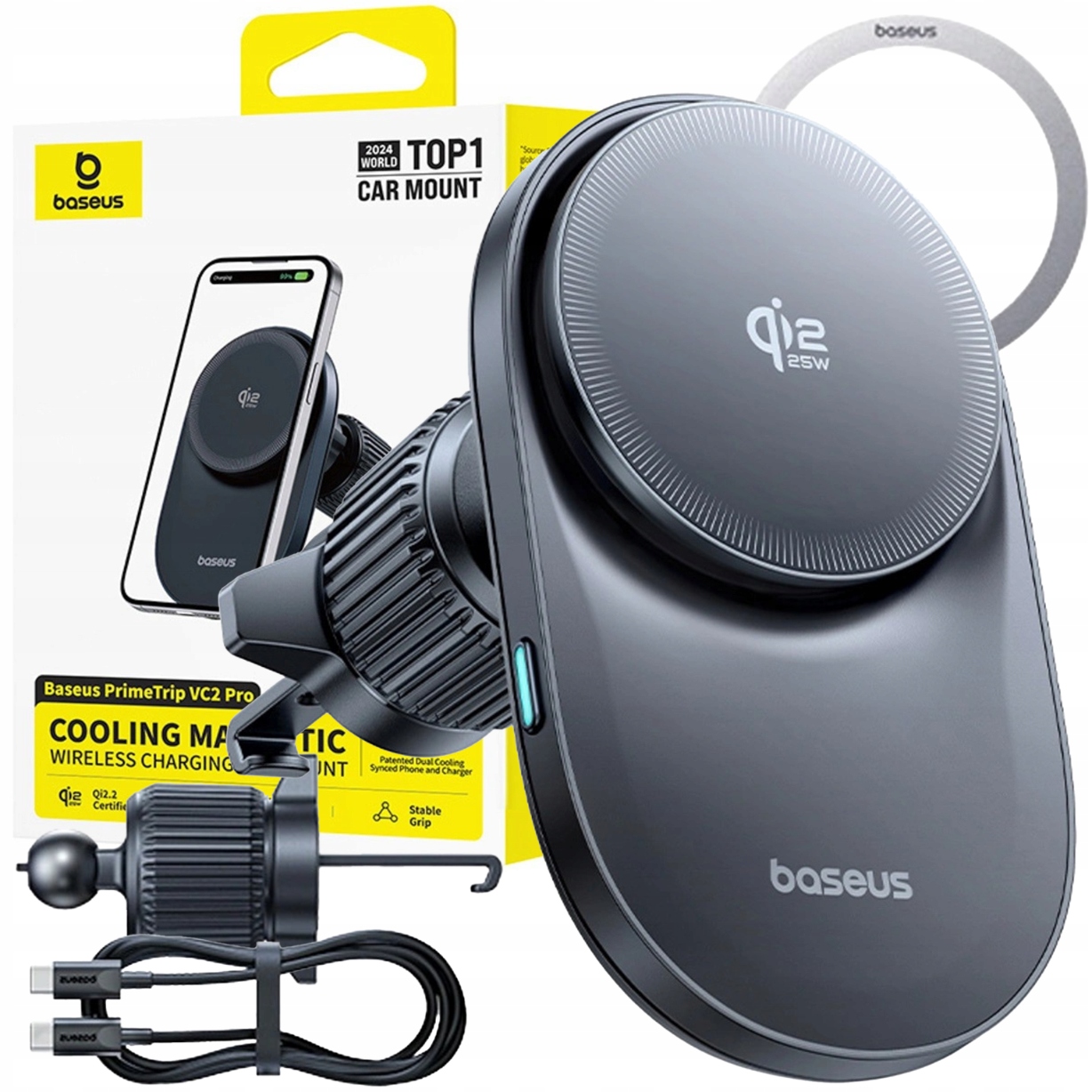 Baseus Držák Telefonu Do Auta S Bezdrátovou Nabíječkou Qi2.2 25W