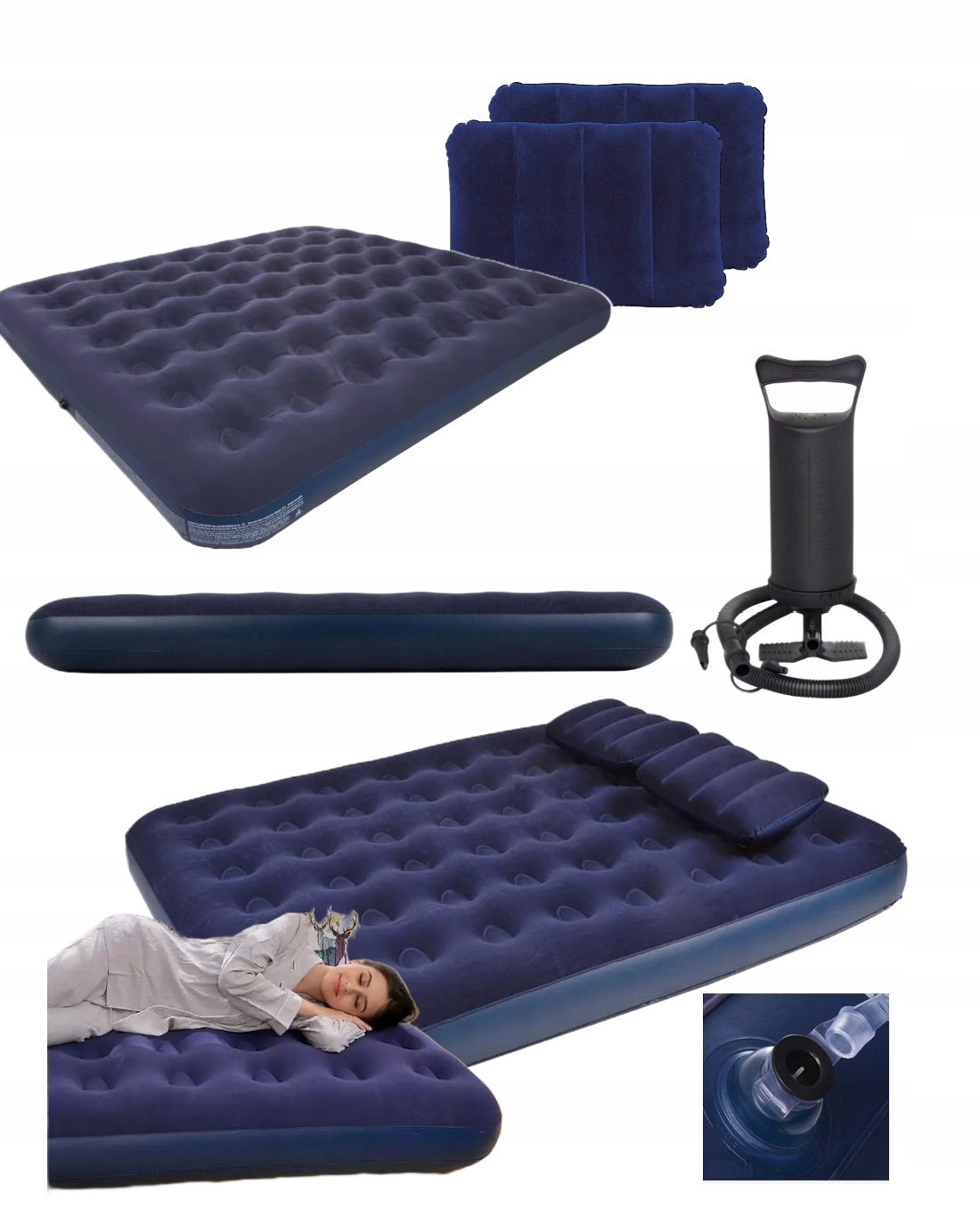 Materac dmuchany Avenli 191x137x22 zestaw pompka 2 poduszki ŁA125p