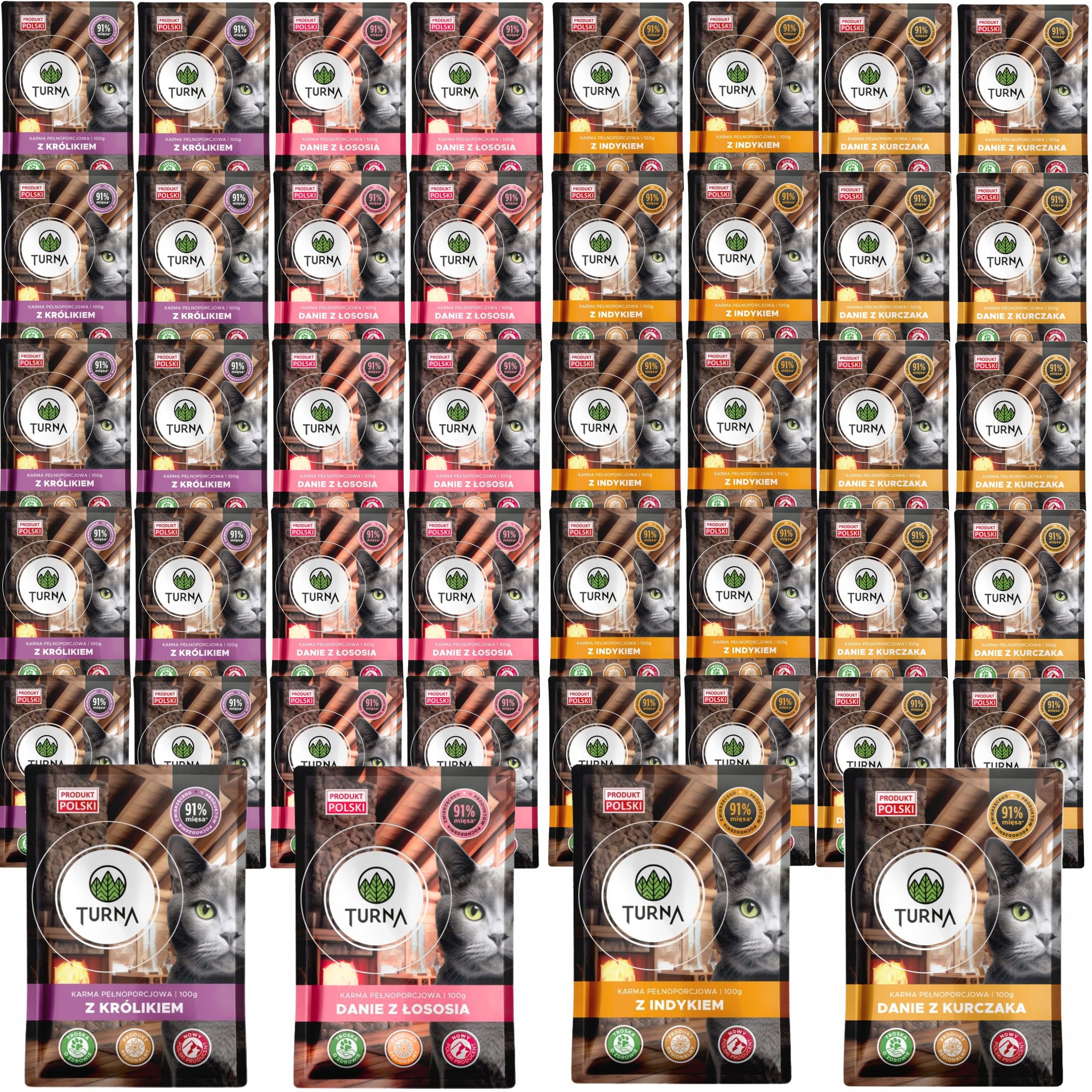 Levně Turna Cats mokré Krmivo pro pro kočky s kuřecím, králičím, krůta lososem, 100 g, bez obilovin