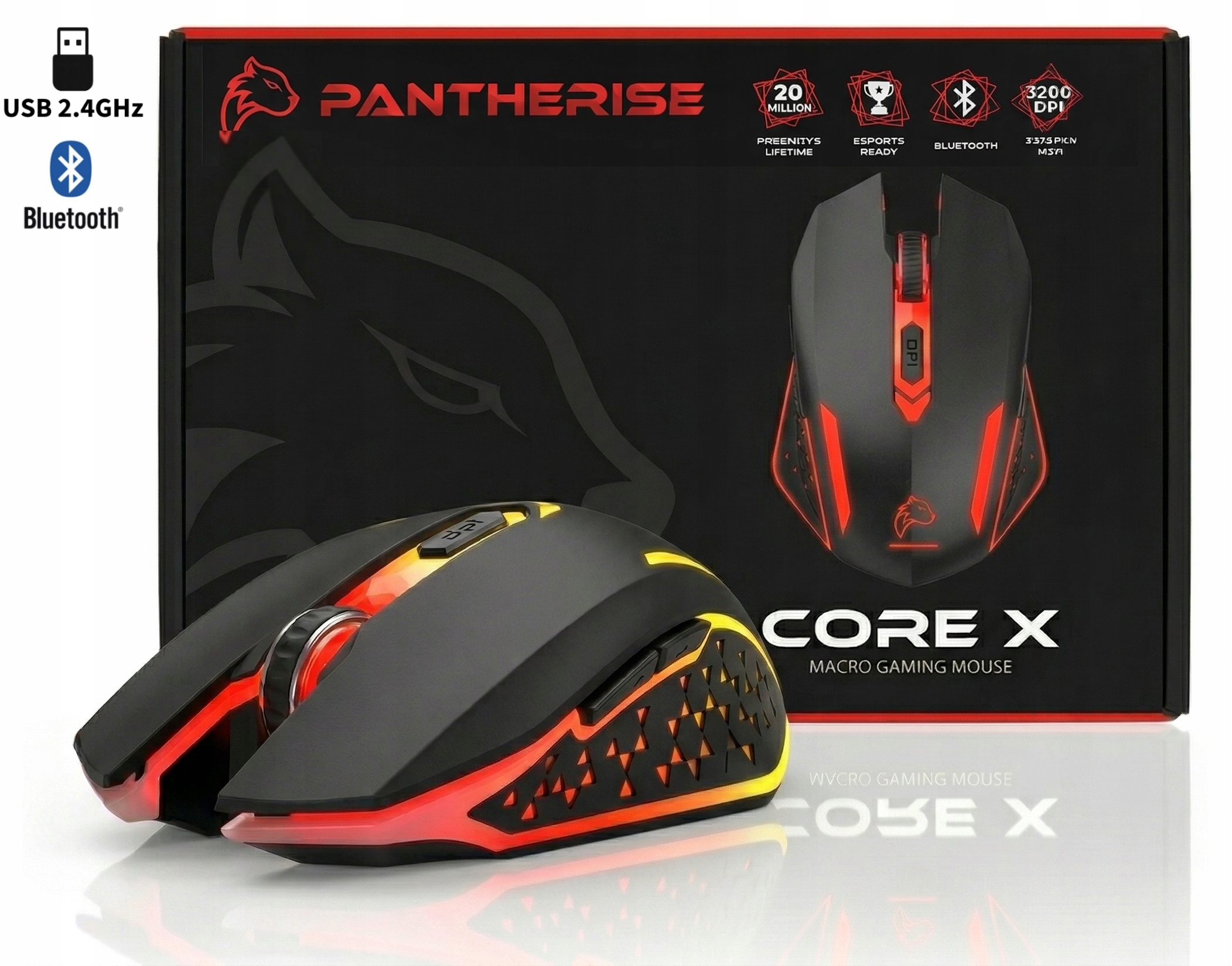 Myszka bezprzewodowa Pantherise Core X sensor optyczny