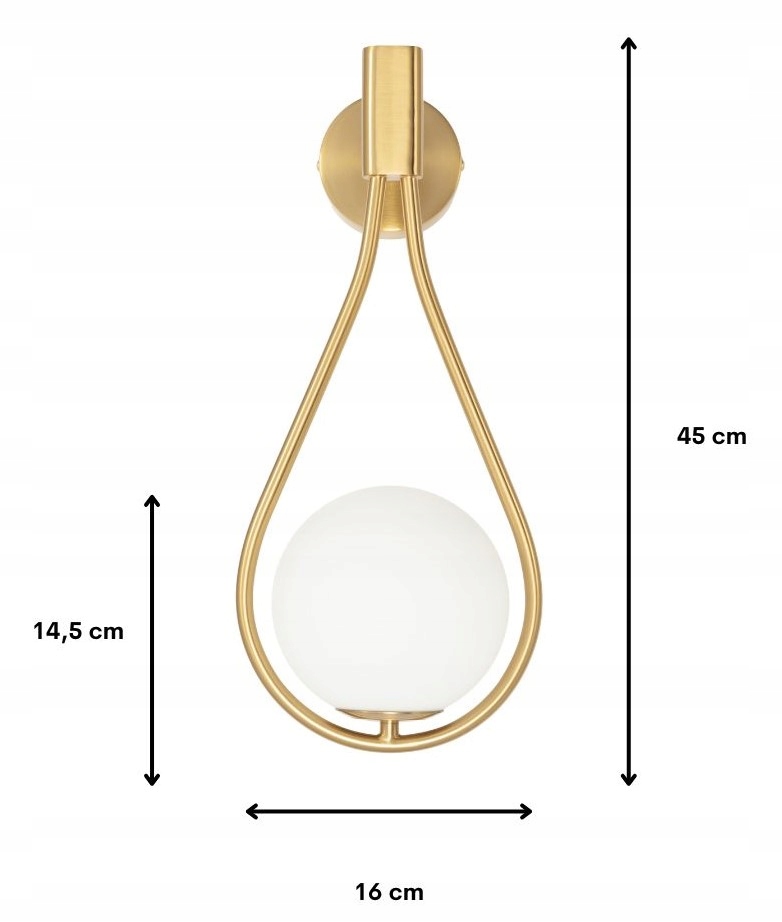 Kinkiet złoty Milano Rosa mleczna kula Maksymalna moc pojedynczego źródła światła 40 W
