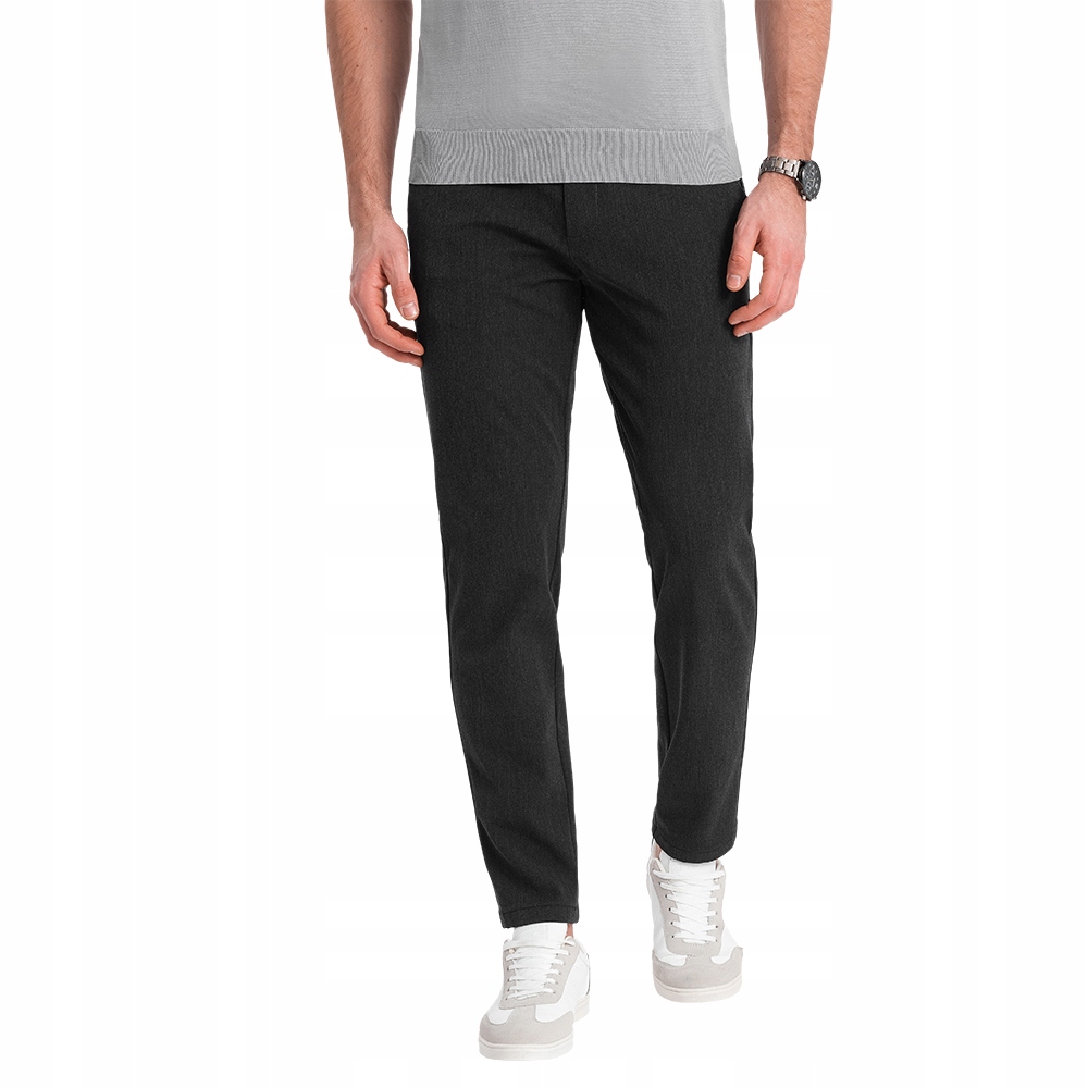 Elegantní pánské chino kalhoty klasického střih grafitové V2 OM-PACP-0191 L