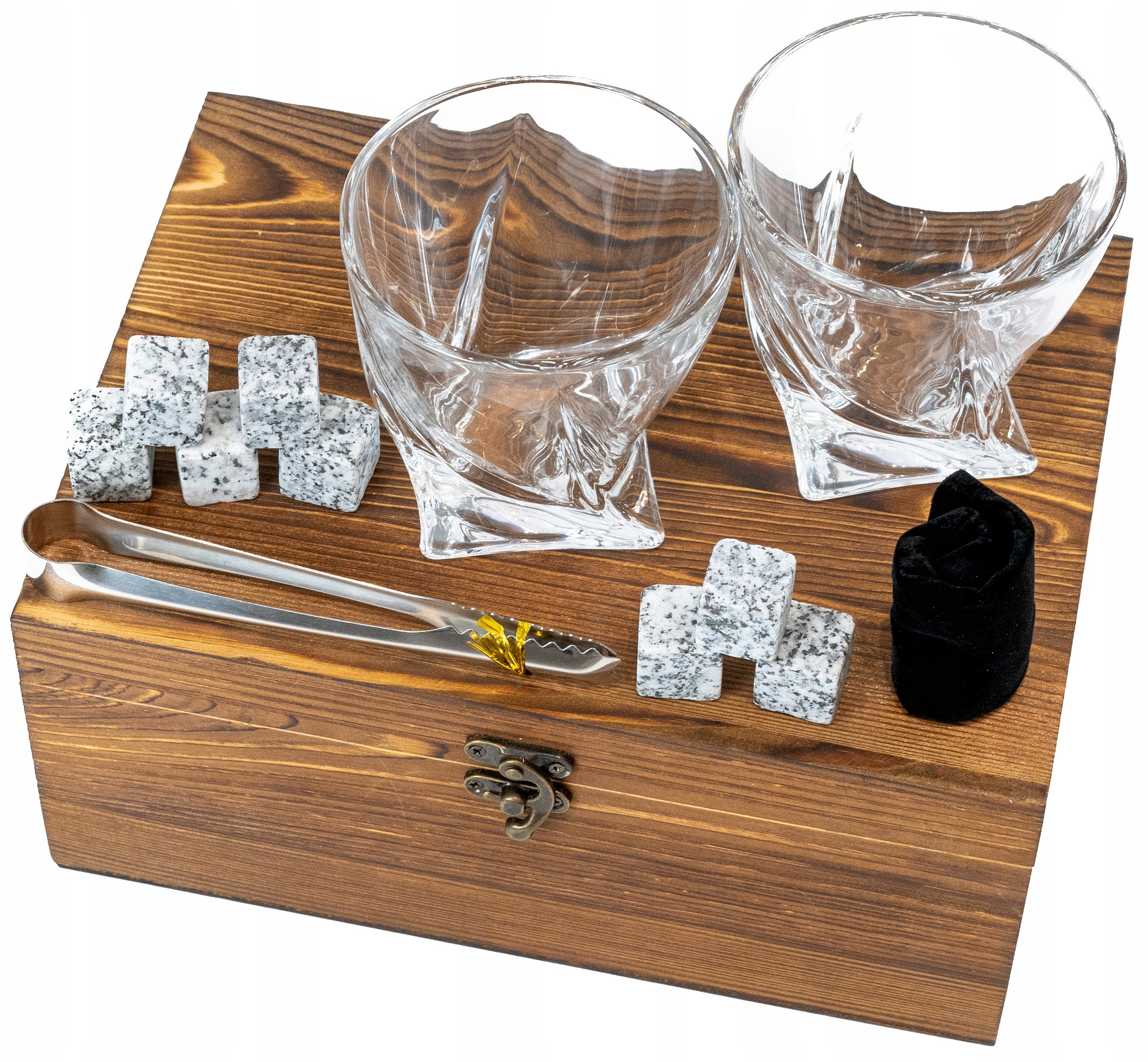 ZESTAW do WHISKY w skrzynce SZKLANKI PREZENT na MIKOŁAJA kostki drinków WS4