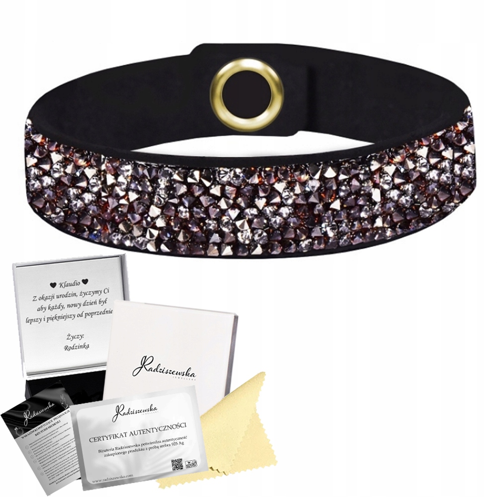 Náramek Alcantara Se Zapínáním A Krystaly – Dárek Ke Dni Žen