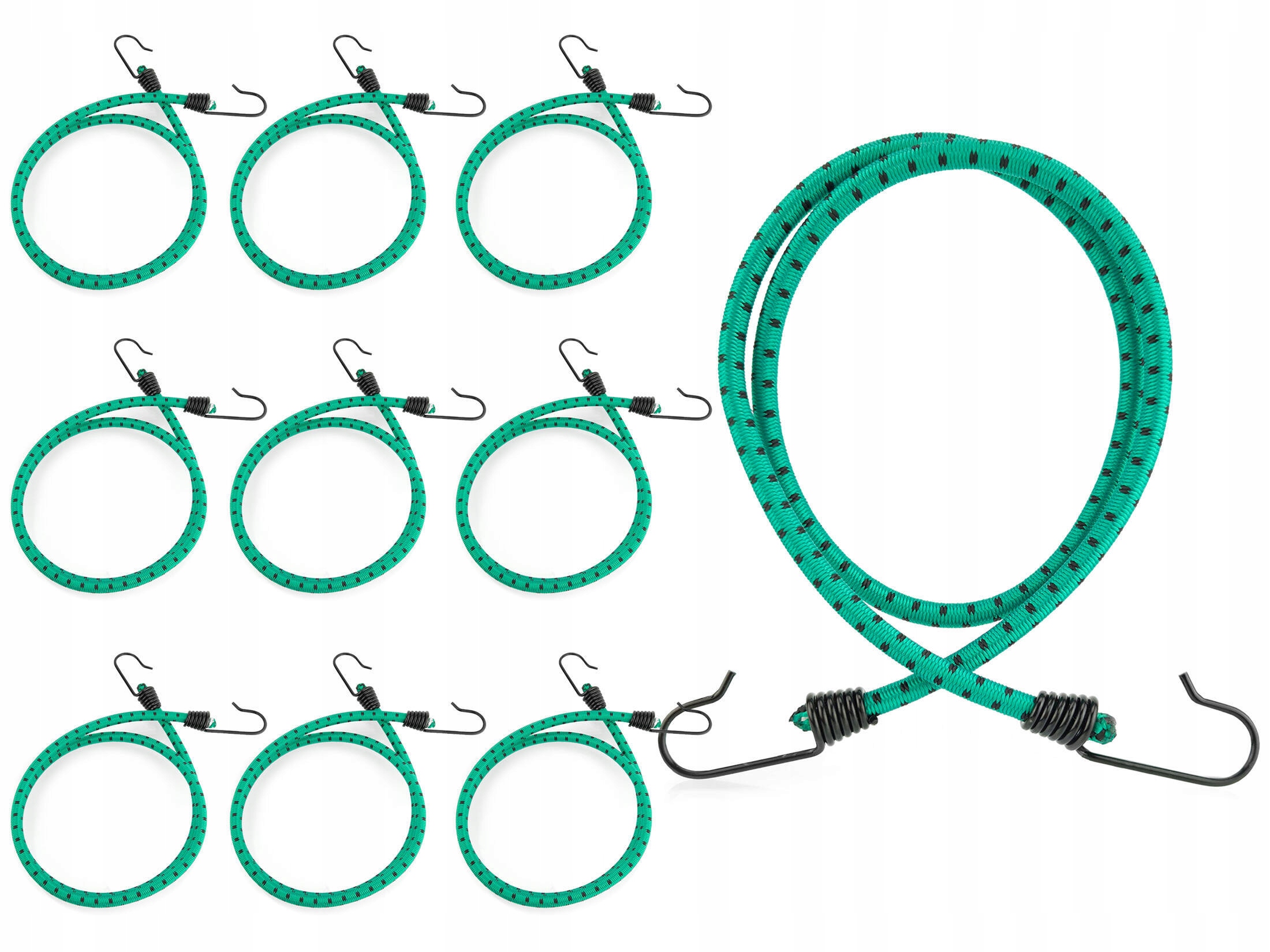 Sada 10 kusů elastických gumových lanek s háčky do zavazadlového prostoru 80 cm
