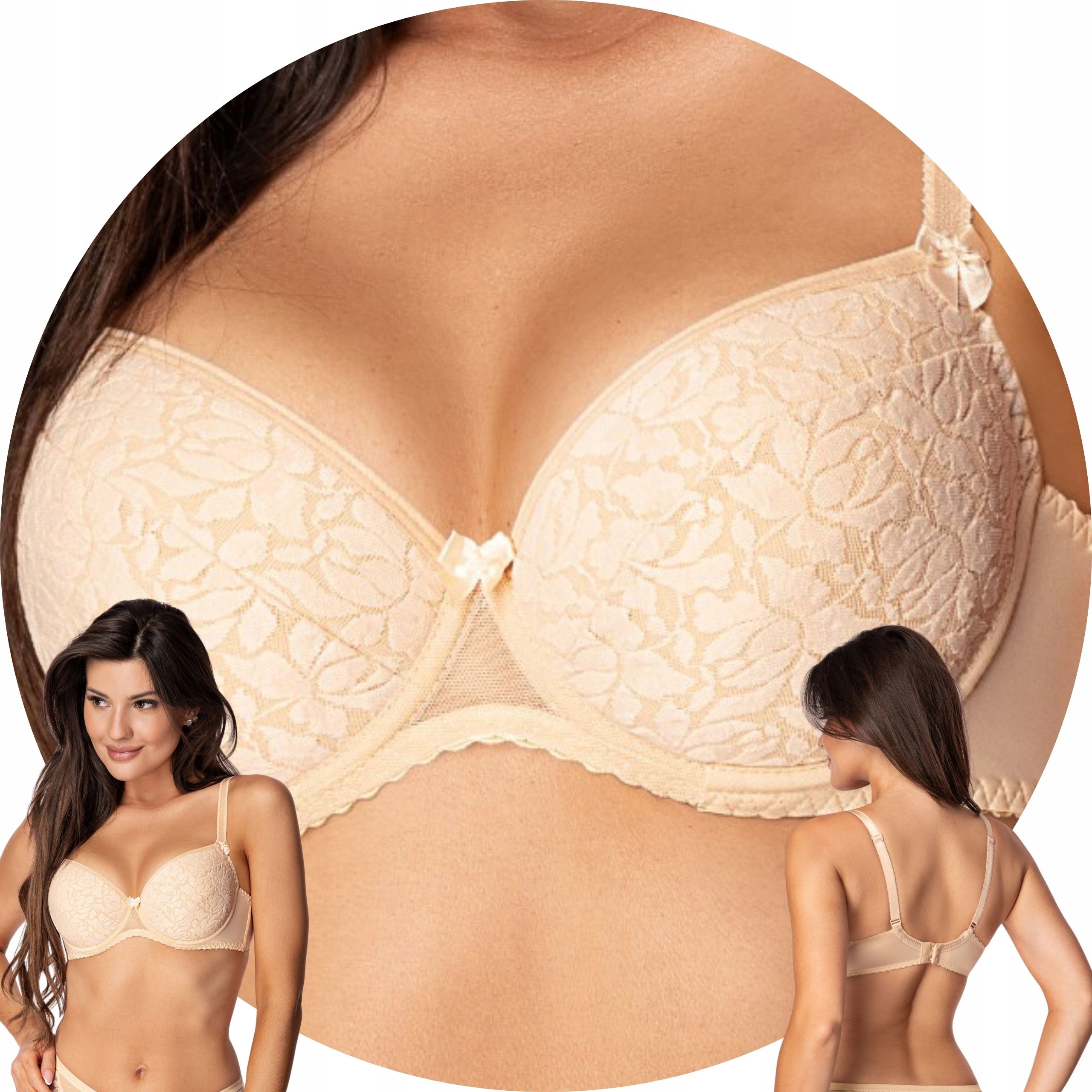 PariPari Laila béžová krajková vyjímatelná vložka Podprsenka 90C Push-up
