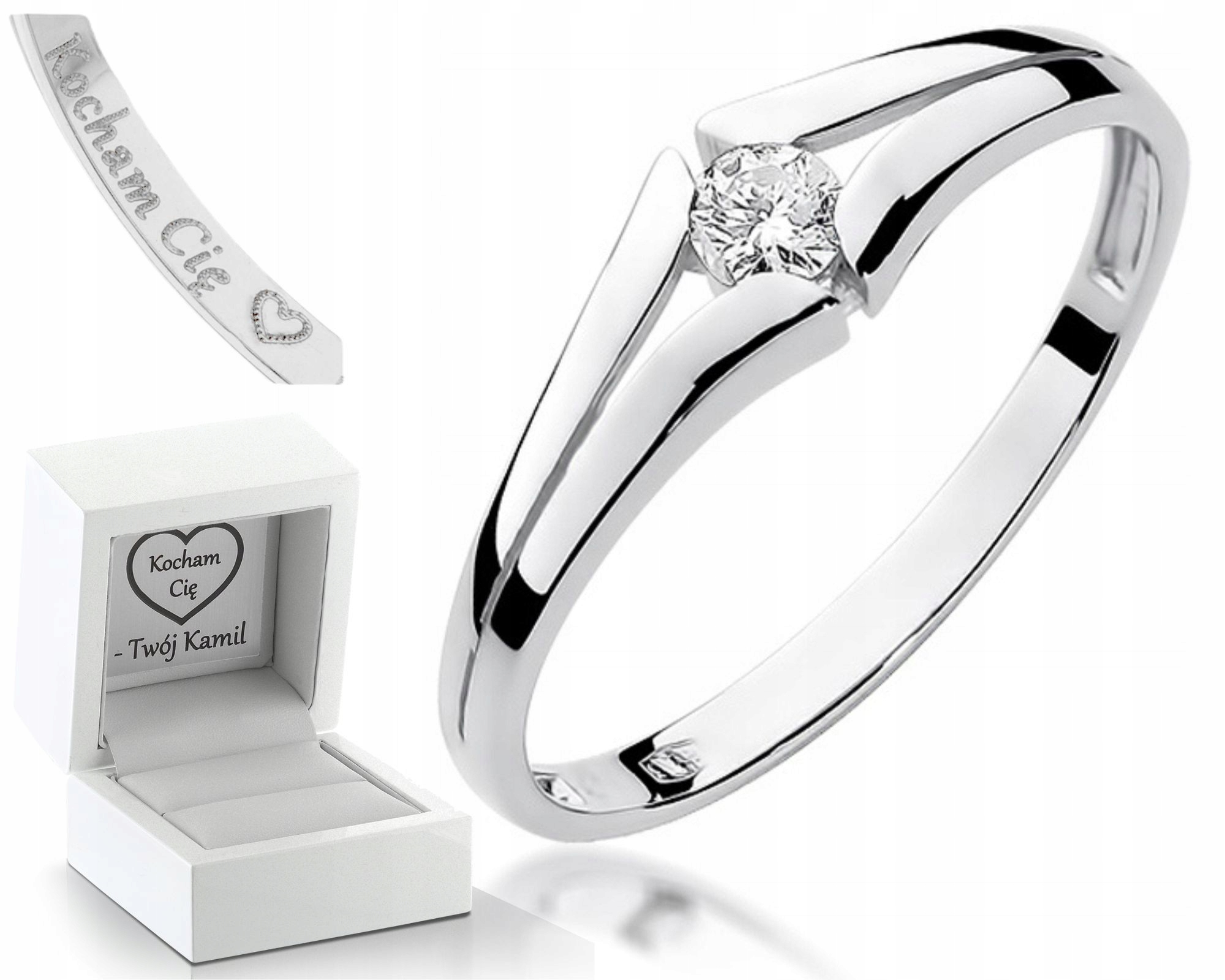 Prstýnek S Briliantem Bílé Zlato 585 Gravírování Zlato