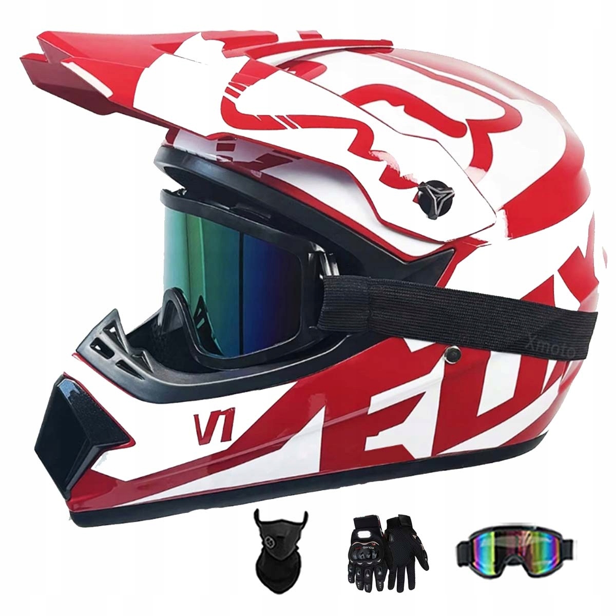 Motocyklová Přilba Crossová Lehká Enduro Quada Brýle Rukavice Maska L