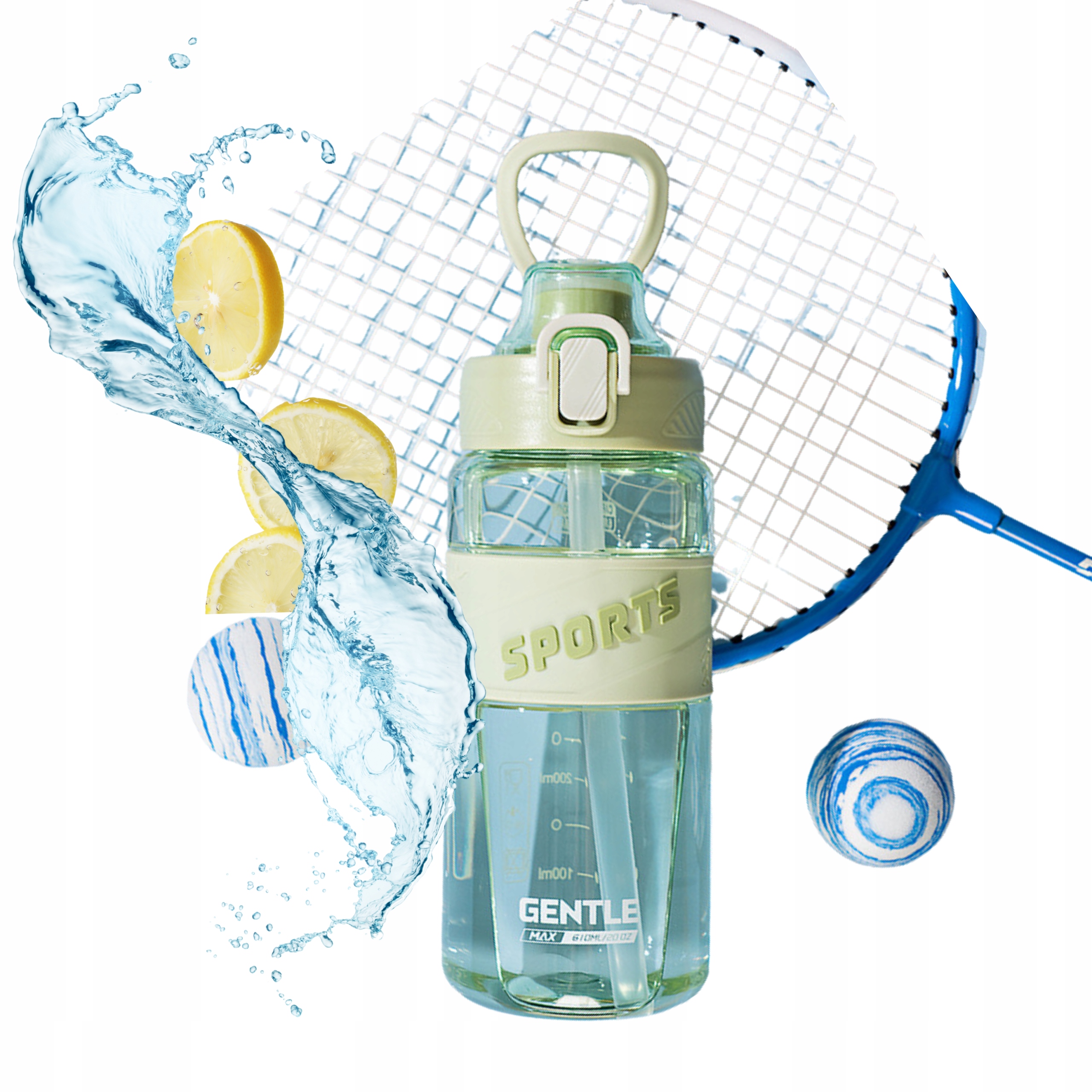 Bidon Sportowy Butelka Na Wodę Ze Słomką Szczelny 750 ML różne