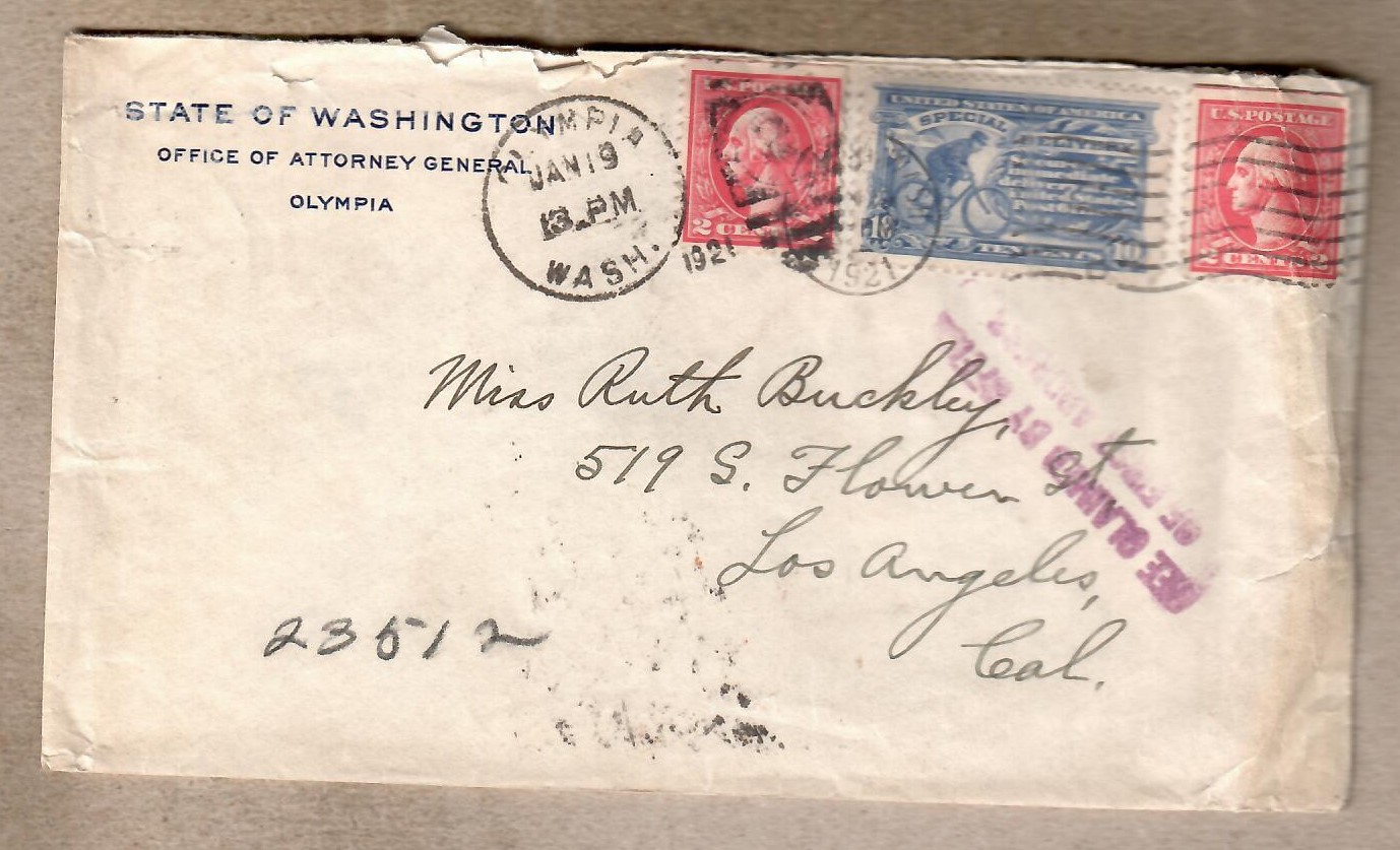 USA, 1921 r. koperta