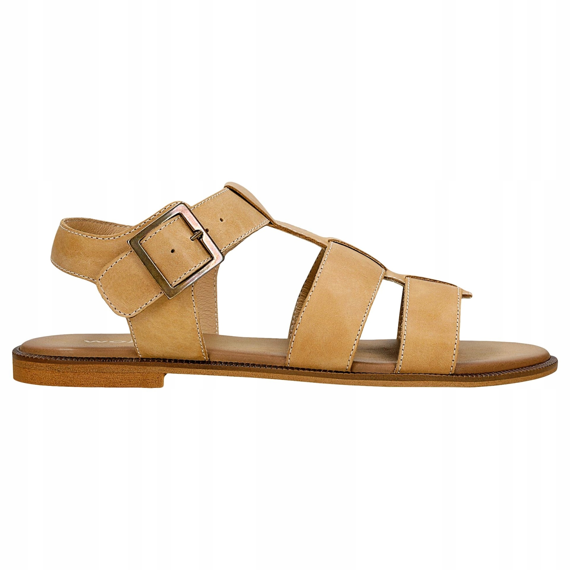 Beżowe rzymianki damskie z nubuku r. 39