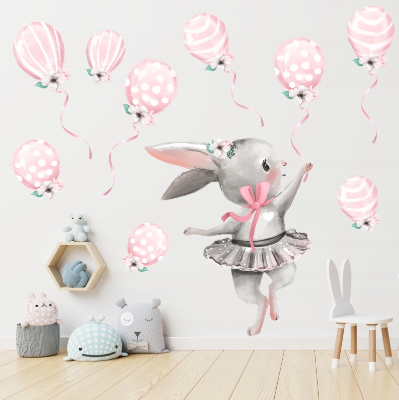 KRÓLICZEK Z BALONAMI NAKLEJKI NA ŚCIANĘ DLA DZIECI Marka Dekoracjan