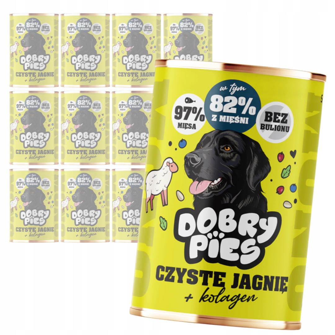 Levně Dobry Pies Mono 12x400 g Monoproteinové Krmivo Pro Psy Jehněčí s kolagenem