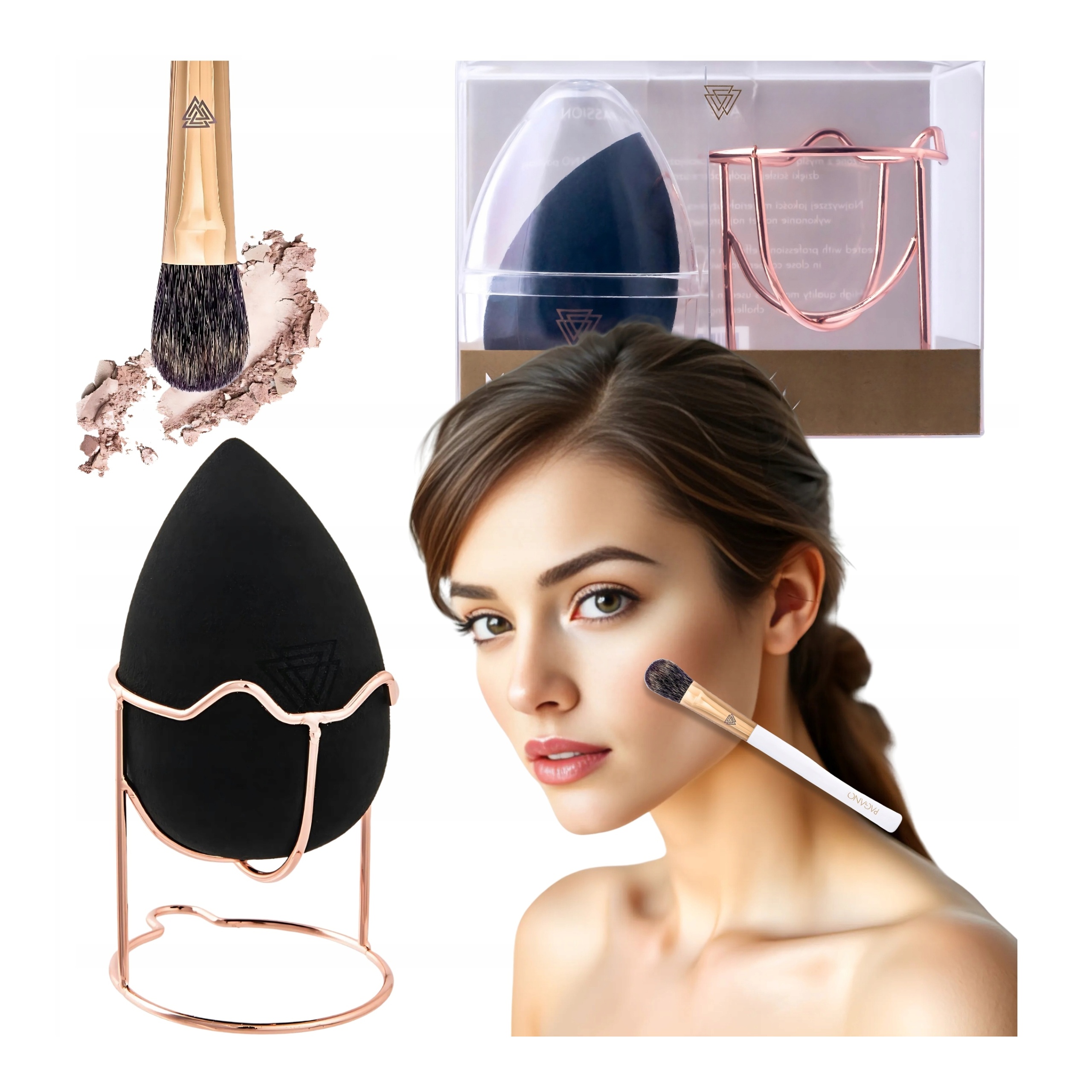 Sada na líčení Štětec Pudru Stín Blender Stojan Makeup Natura