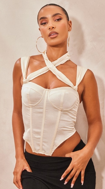 PRETTYLITTLETHING GORSET ECRU DAMSKI 40 1EKA