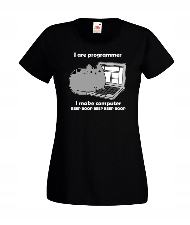 S KOSZULKA DAMSKA INFORMATYK PROGRAMISTA KOT