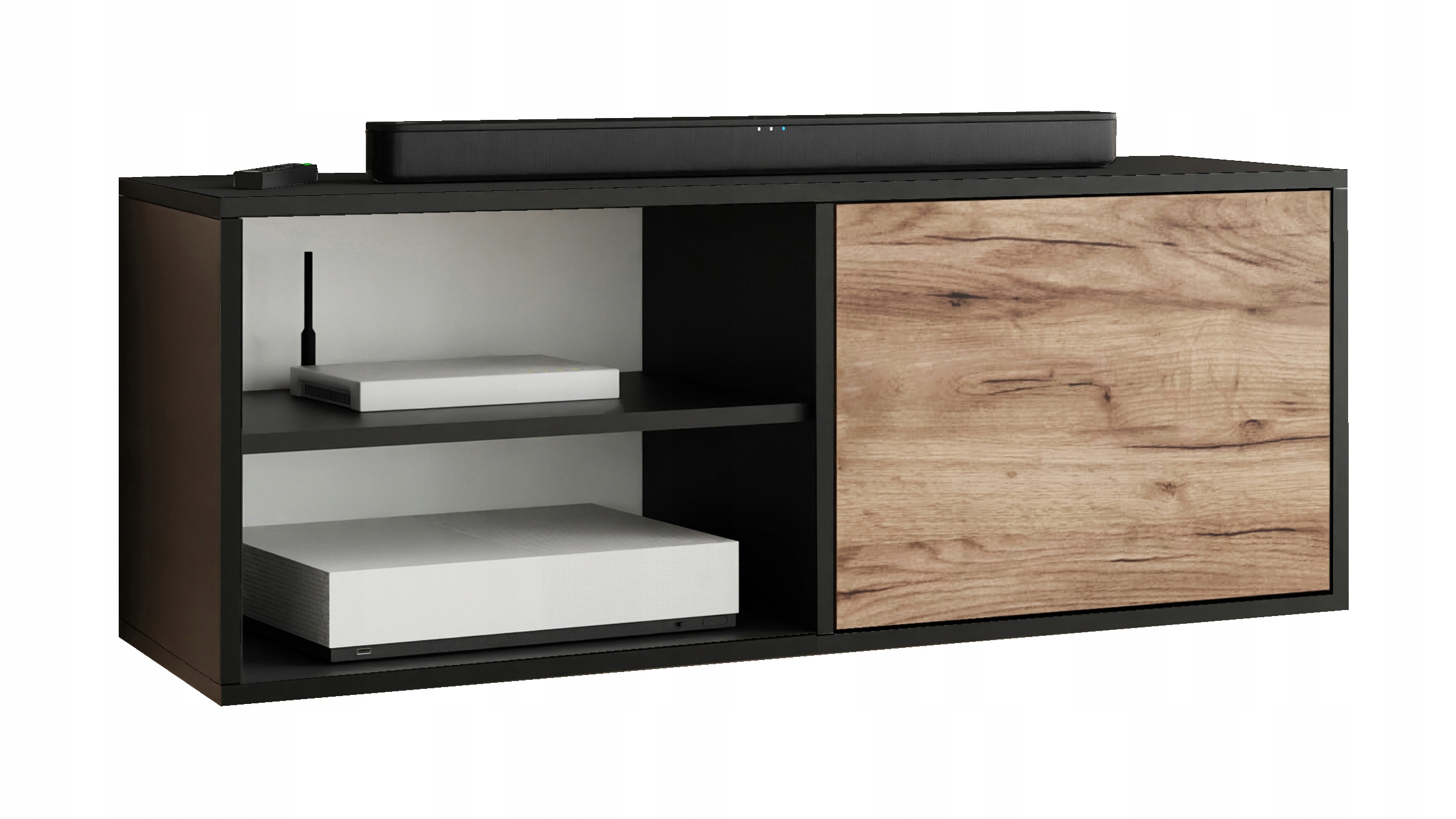 Rtv skříňka Coso 2 černá dub craft zlatý s otevřenou policí pod televizor