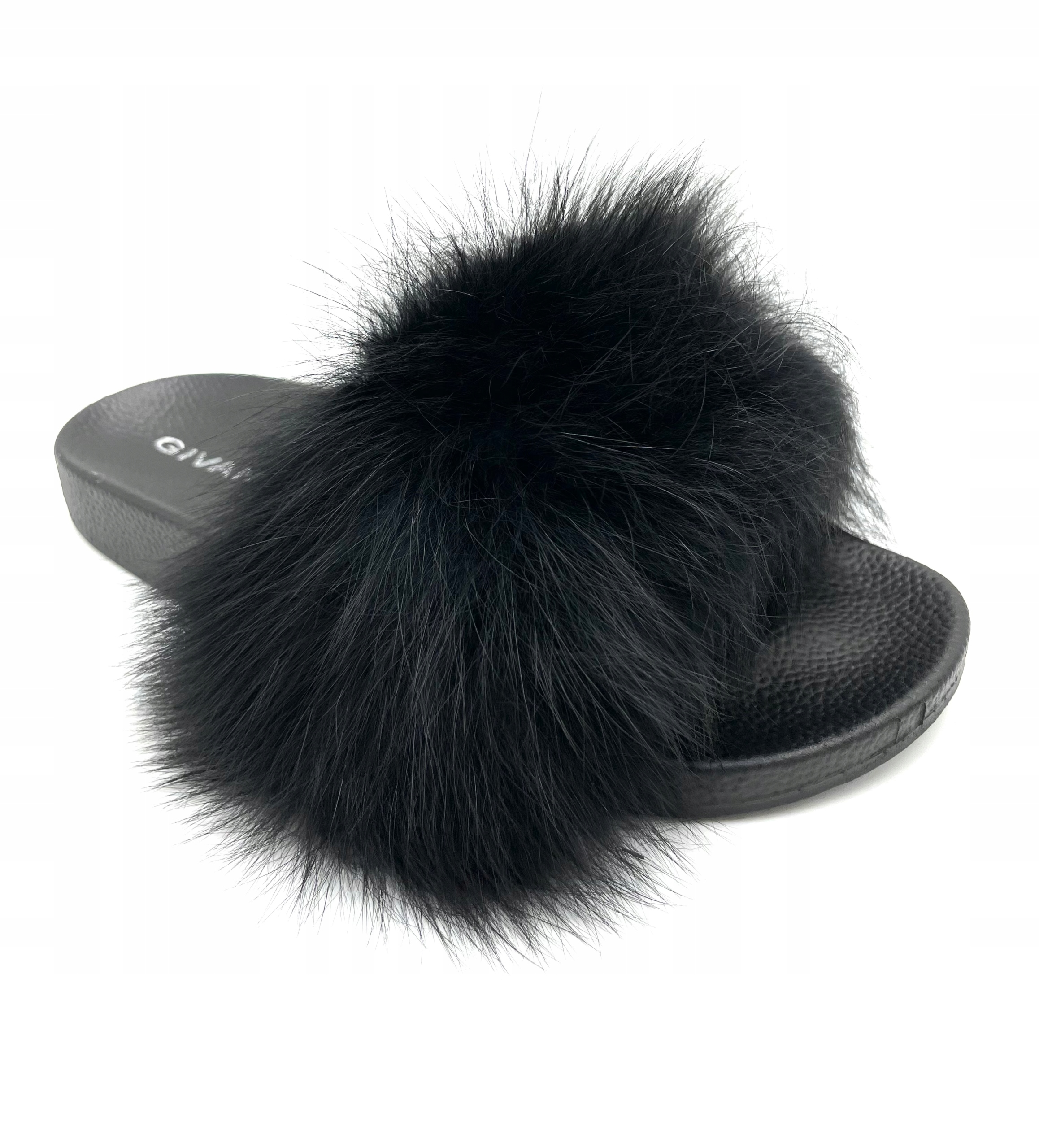 

Klapki Laczki Kapcie Z Futerkiem Naturalnym Czarne