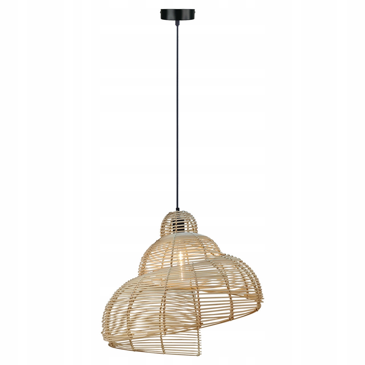 Ratanová závesná lampa Shella 60 cm svetlé drevo 1xE27