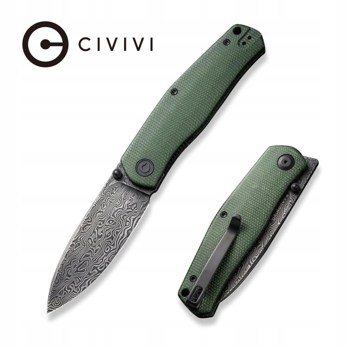 Nóż składany Civivi Sokoke Green Canvas Micarta, Black (C22007-DS2)